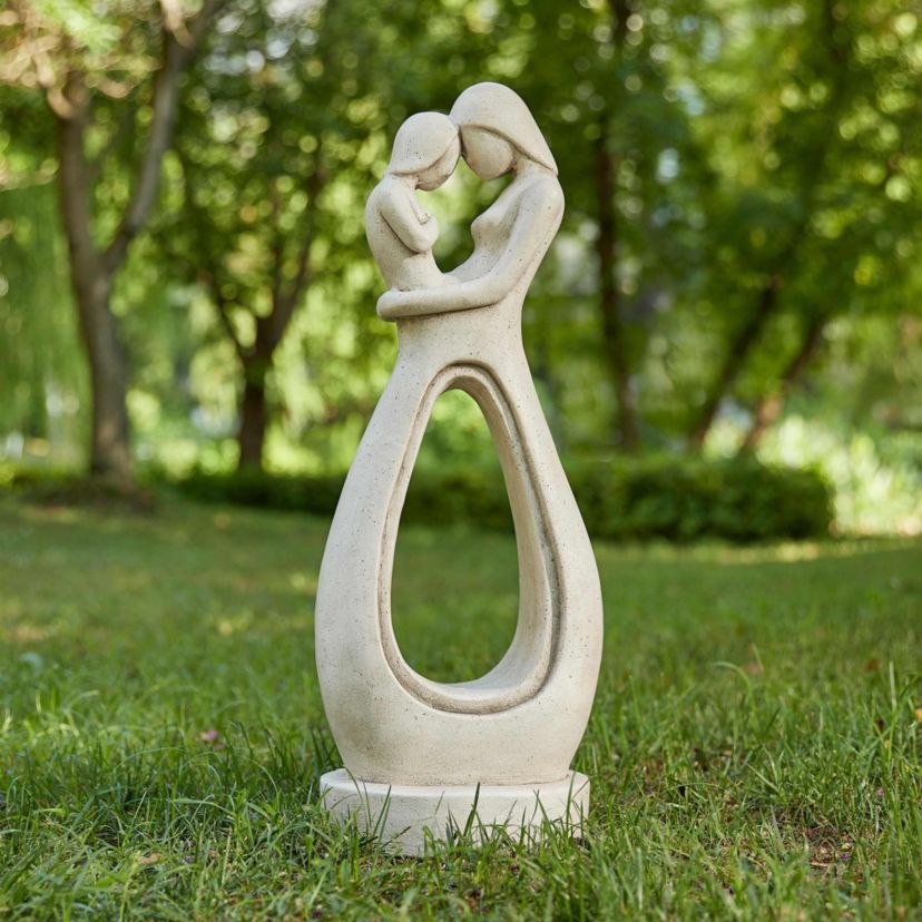 24.75"H Modern Abstract Sculpture Hugging Mommy and Baby Garden Statue