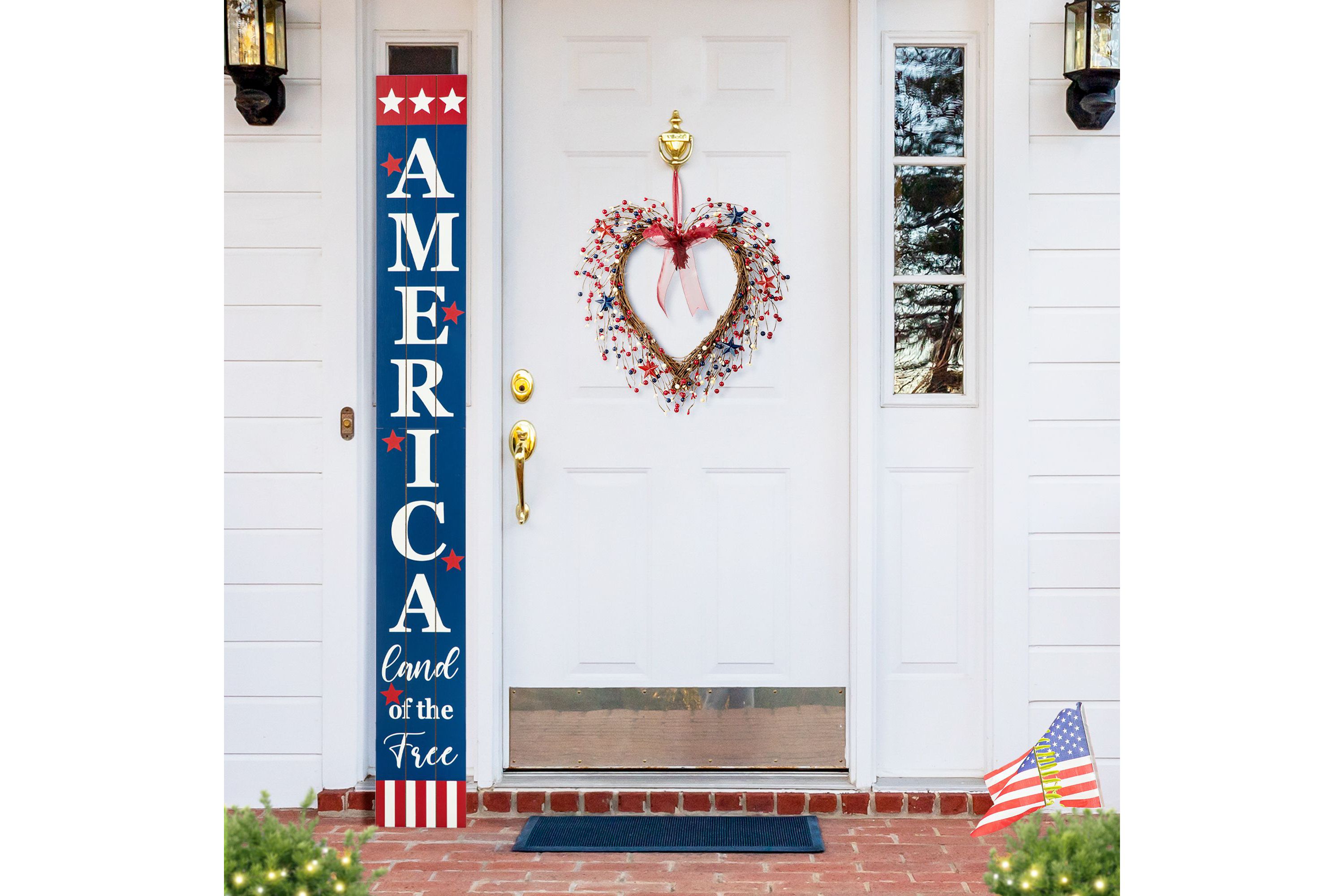 17"H Patriotic/Americana Berry Heart Wreath