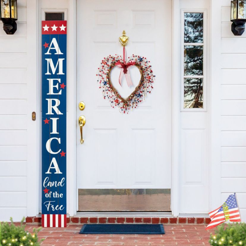 17"H Patriotic/Americana Berry Heart Wreath
