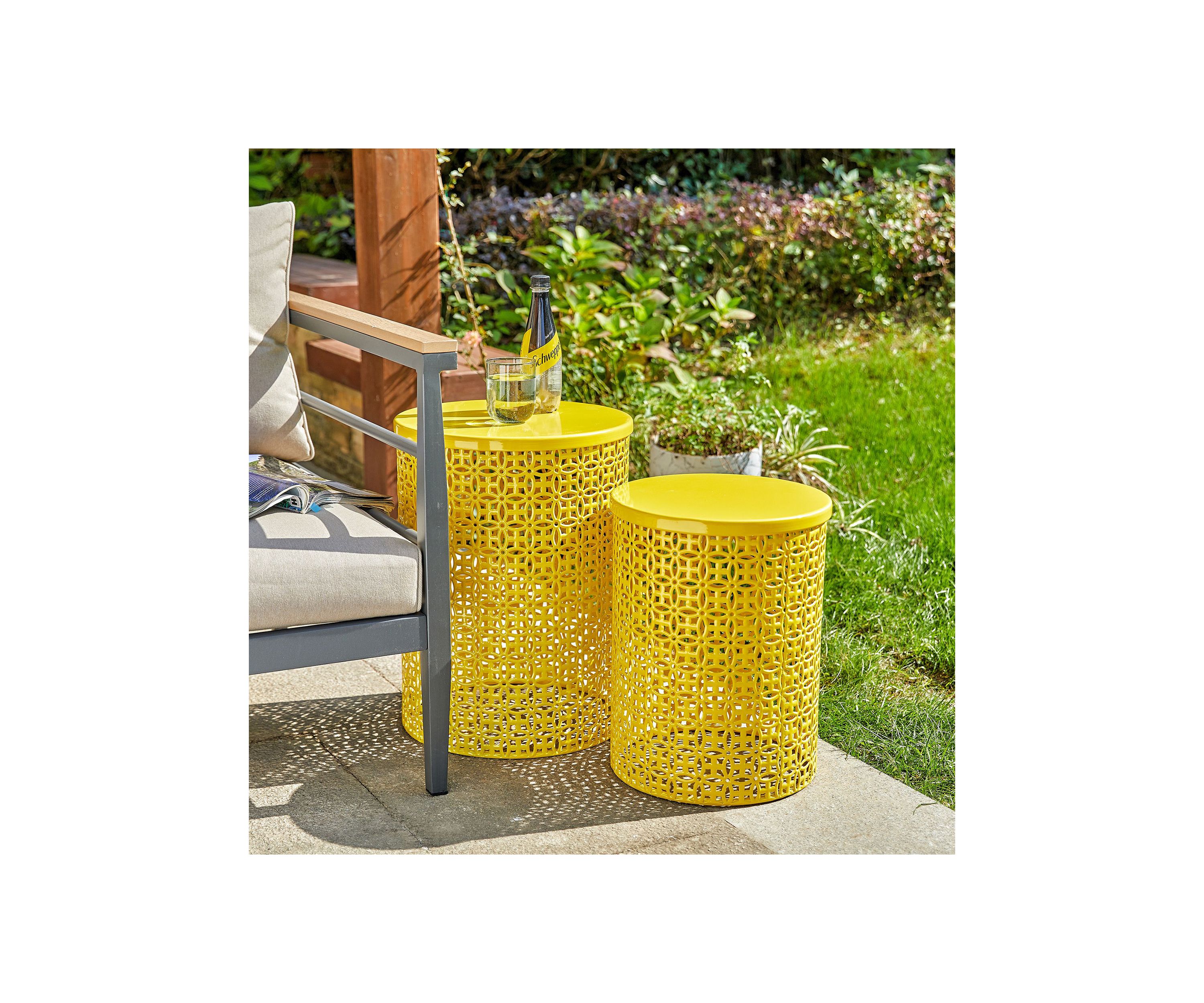 Set of 2 Multi-functional Metal Garden Stool