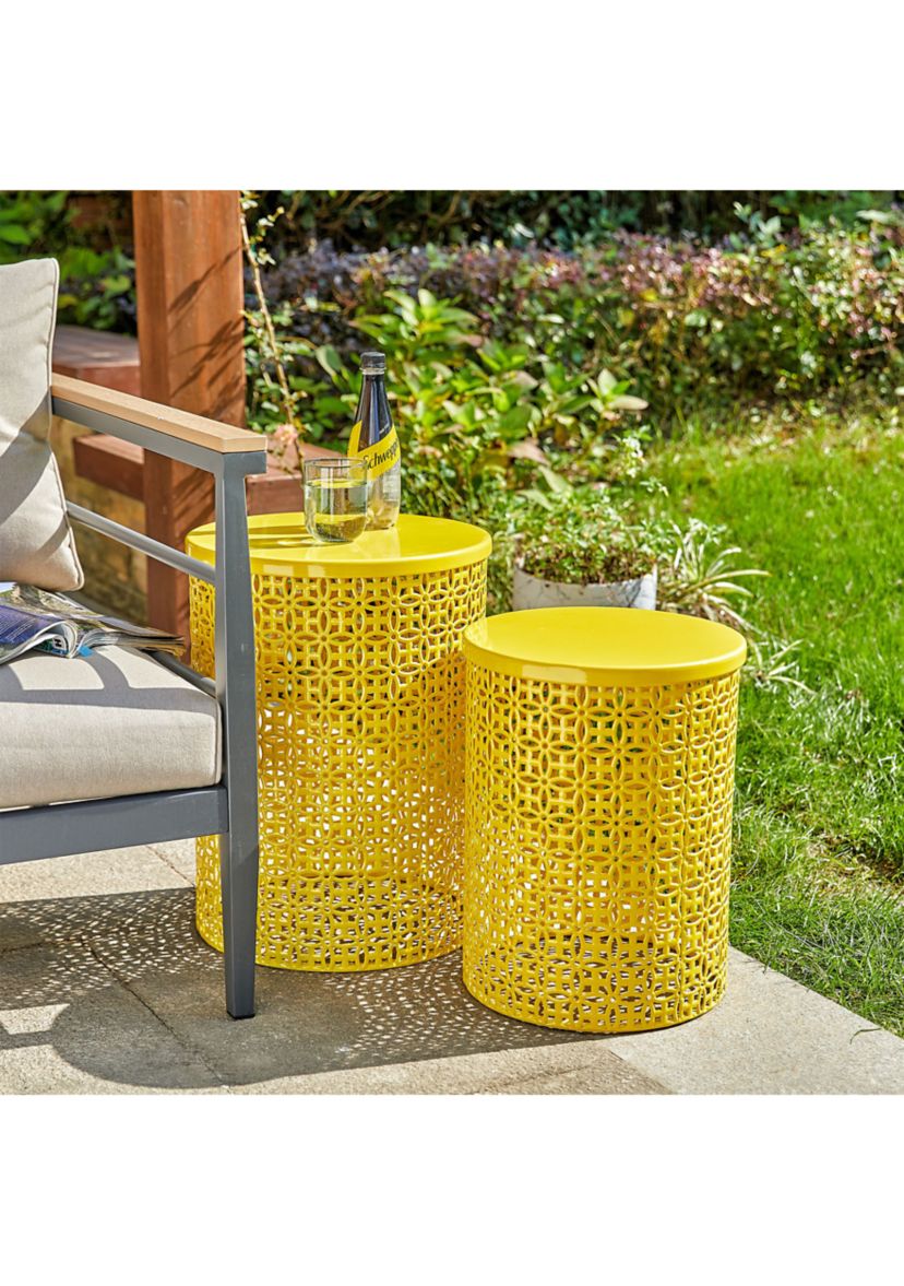 Set of 2 Multi-functional Metal Garden Stool