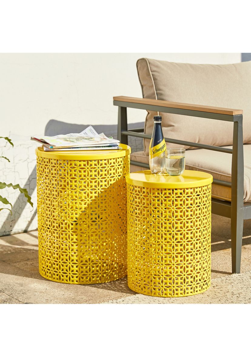 Set of 2 Multi-functional Metal Garden Stool