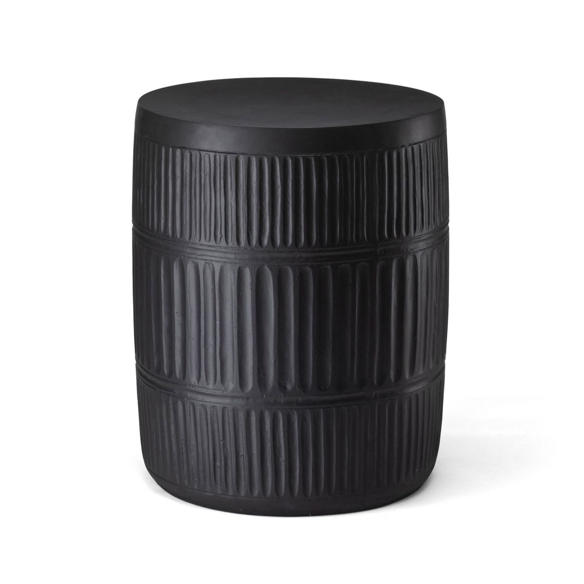 18.5H Multi-functional MGO Black Textured Garden Stool or Planter Stand or Accent Table