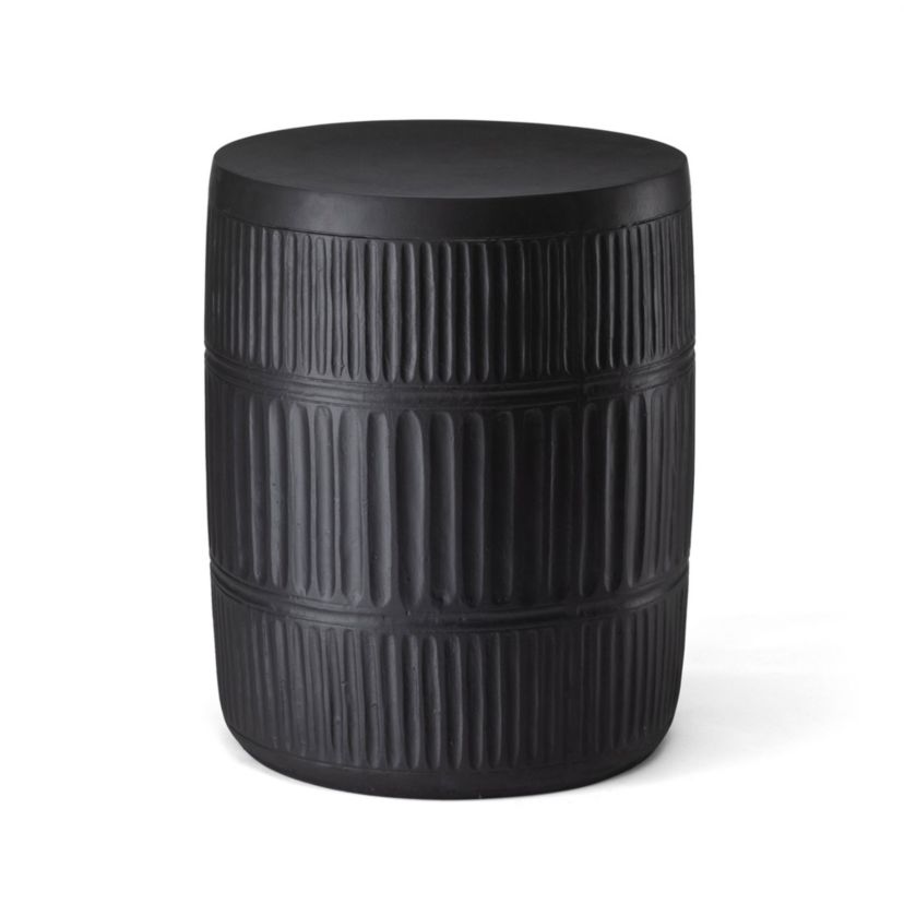 18.5H Multi-functional MGO Black Textured Garden Stool or Planter Stand or Accent Table