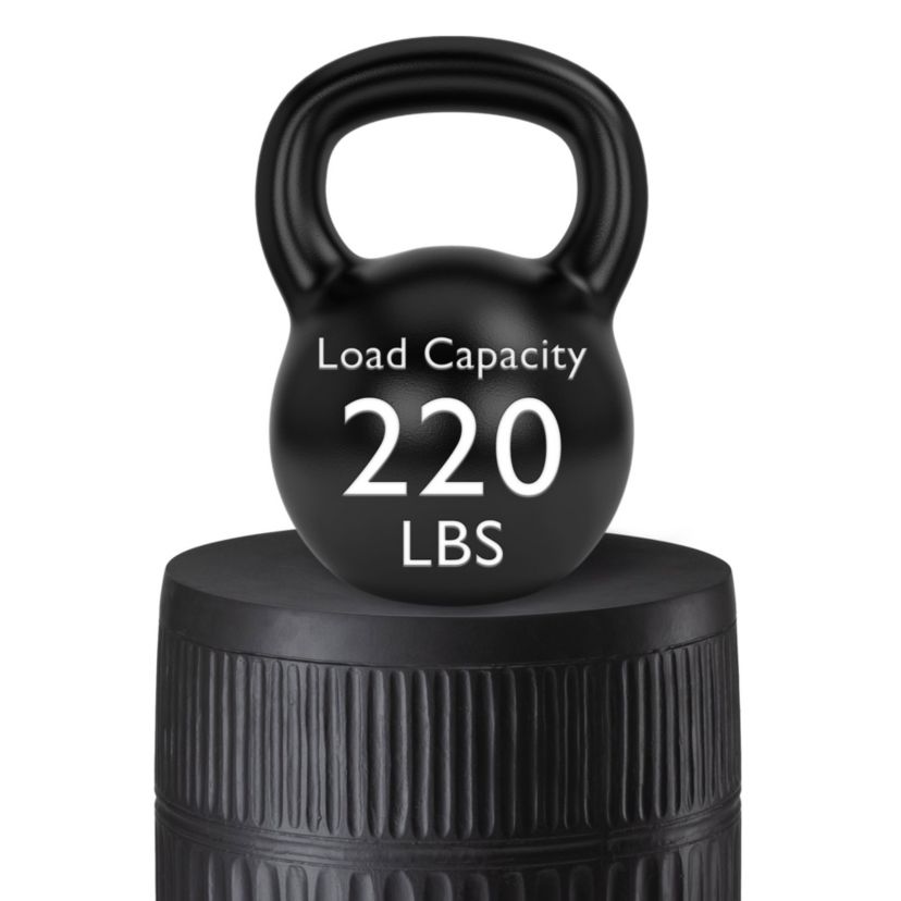 18.5H Multi-functional MGO Black Textured Garden Stool or Planter Stand or Accent Table