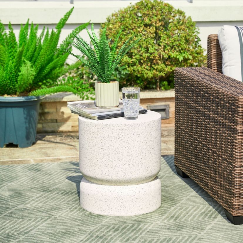 17.25"H Multi-functional MGO Faux Terrazzo Garden Stool or Planter Stand or Accent Table