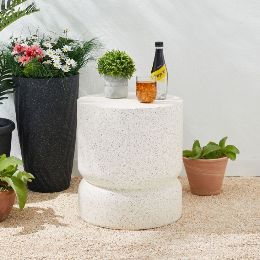 17.25"H Multi-functional MGO Faux Terrazzo Garden Stool or Planter Stand or Accent Table