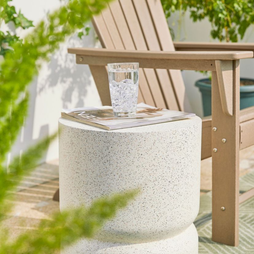 17.25"H Multi-functional MGO Faux Terrazzo Garden Stool or Planter Stand or Accent Table