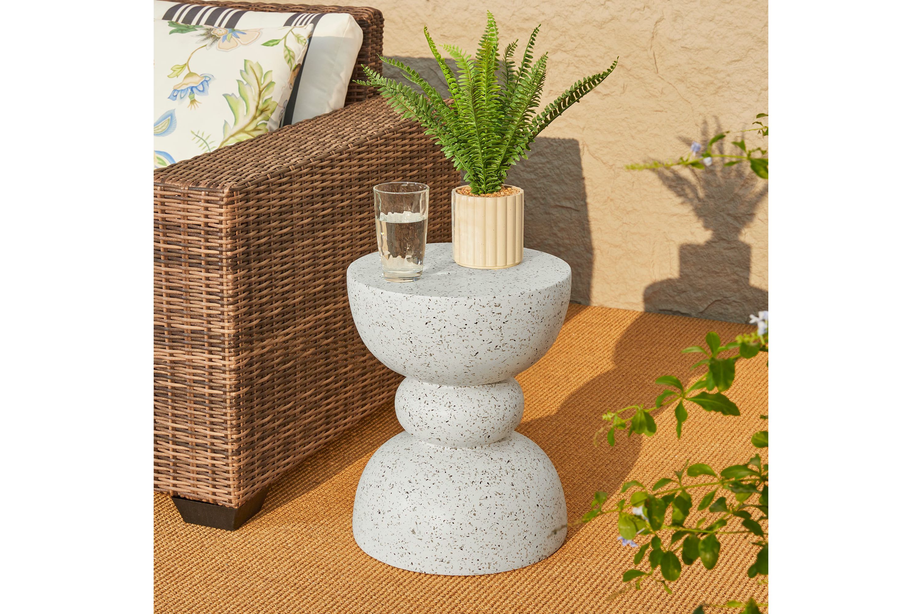 17.25"H Multi-functional MGO Faux Terrazzo Garden Stool or Plant Stand or Accent Table