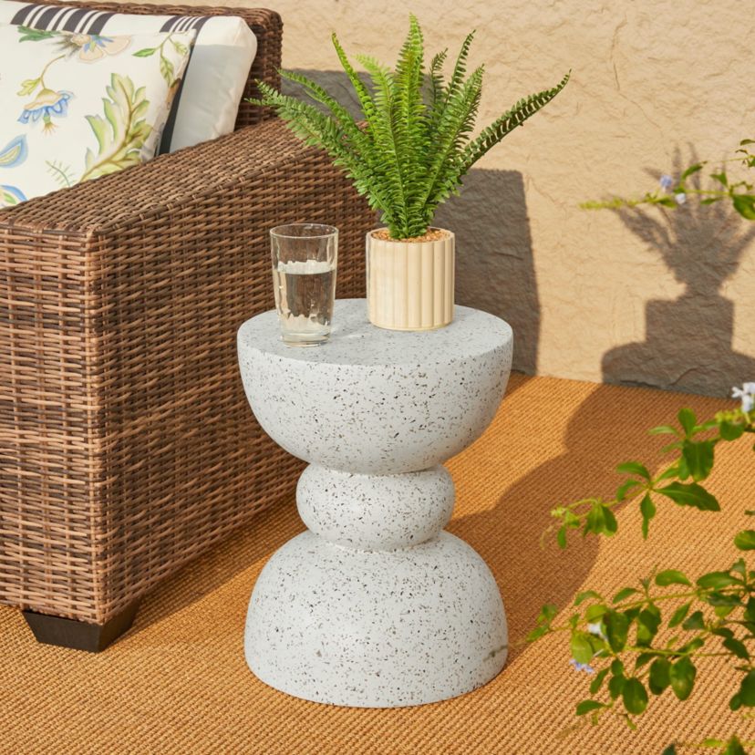 17.25"H Multi-functional MGO Faux Terrazzo Garden Stool or Plant Stand or Accent Table
