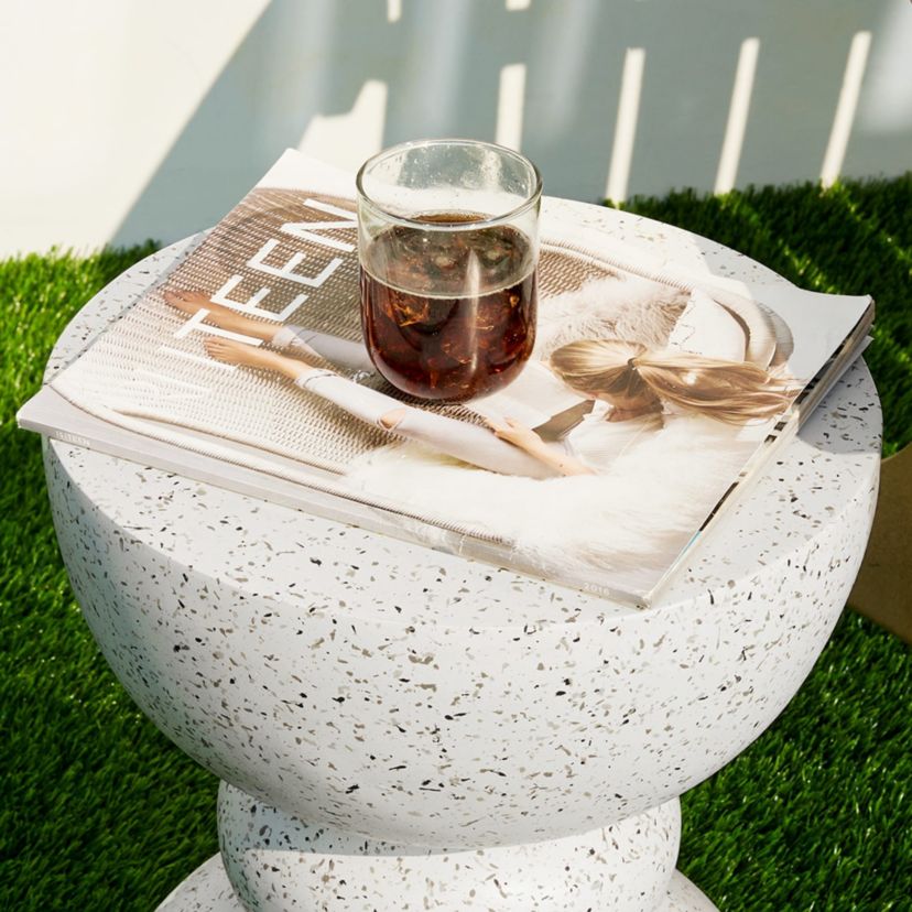 17.25"H Multi-functional MGO Faux Terrazzo Garden Stool or Plant Stand or Accent Table
