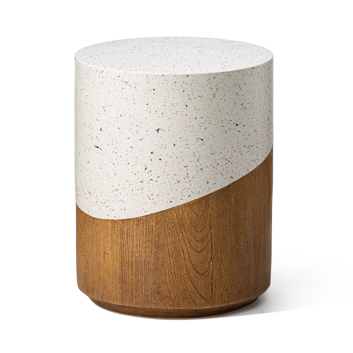 17.25"H Multi-functional MGO Faux Terrazzo and Wood Texture Garden Stool or Plant Stand or Accent Table