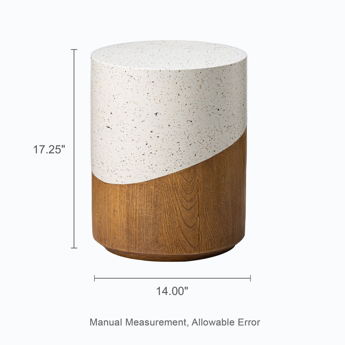 17.25"H Multi-functional MGO Faux Terrazzo and Wood Texture Garden Stool or Plant Stand or Accent Table