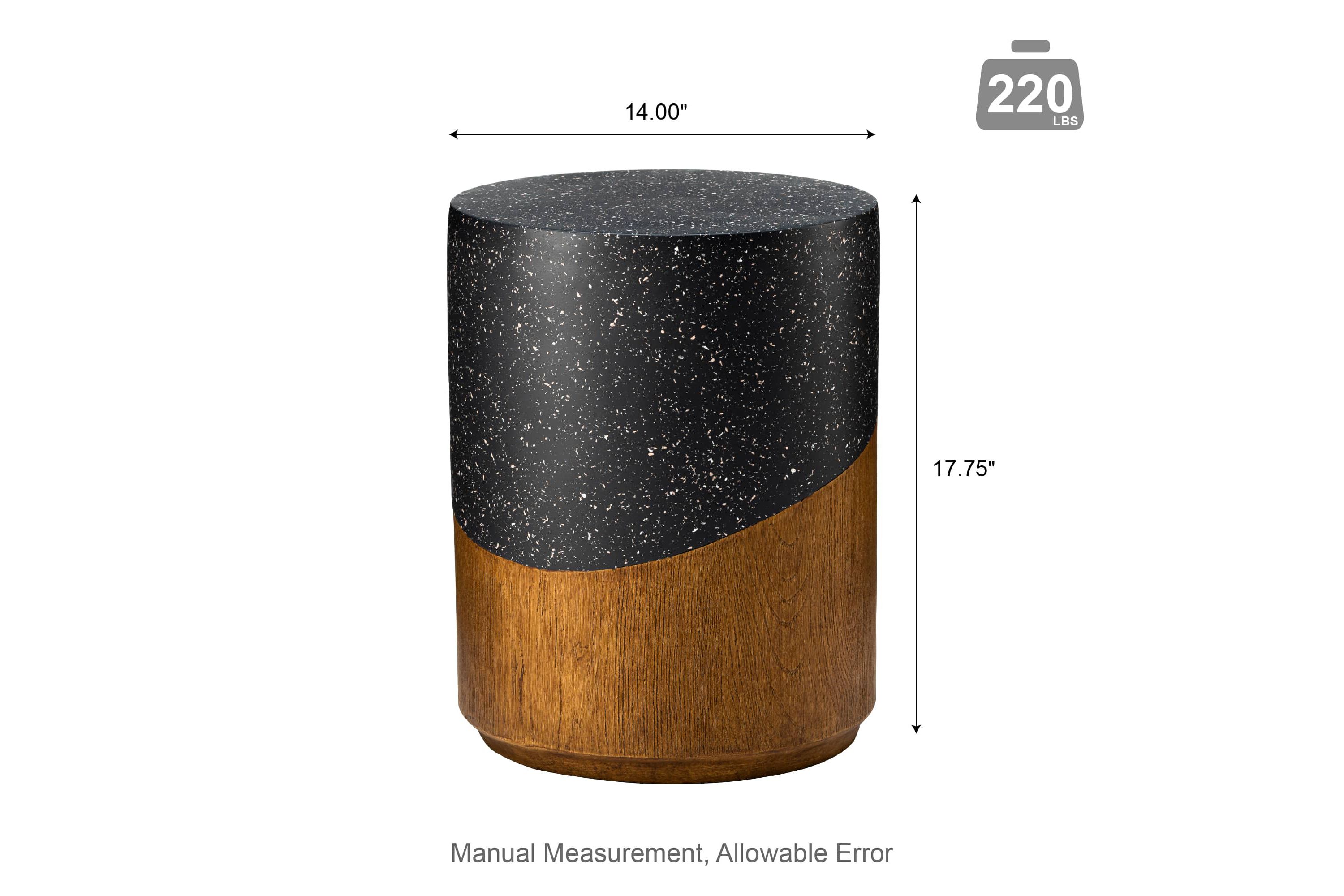 17.75"H Multi-functional MGO Faux Terrazzo and Wood Texture Garden Stool or Planter Stand or Accent Table