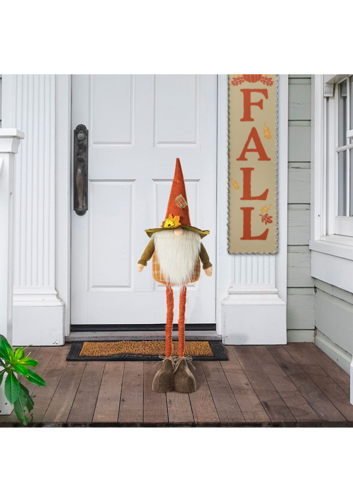 Oversized Telescoped Fabric Fall Gnome Standing Decor
