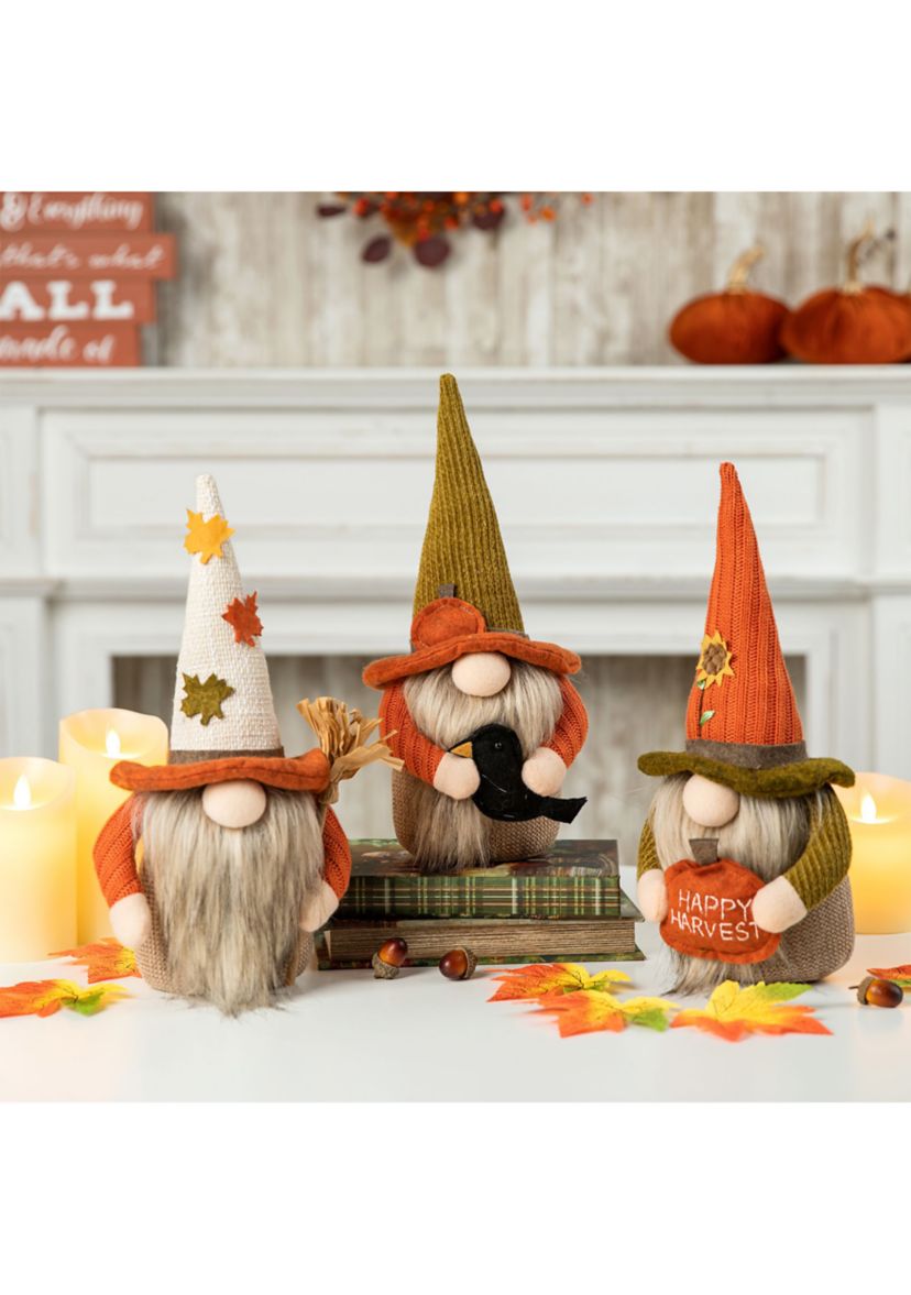 Set of 3 Fall Fabric Gnome