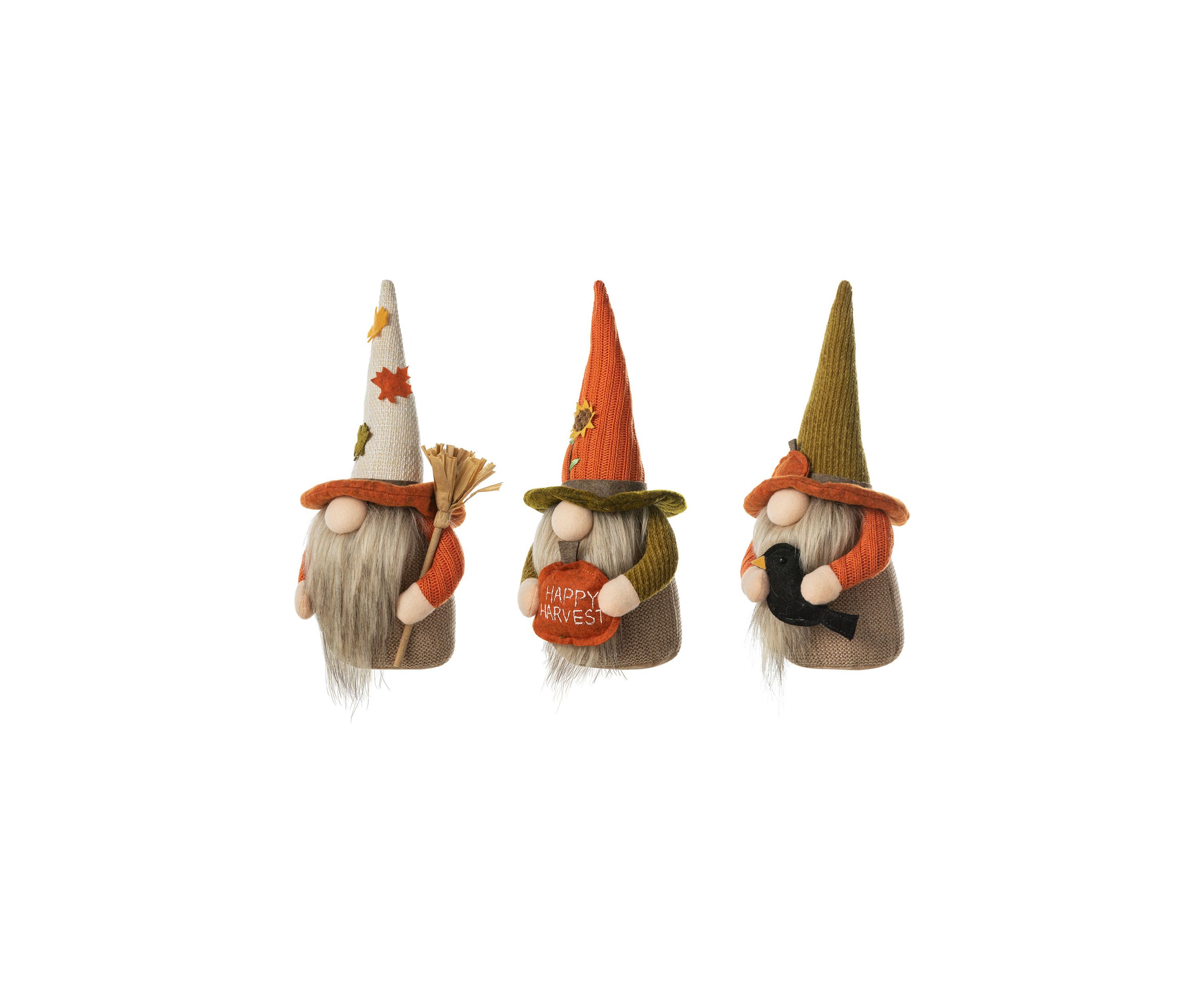 Set of 3 Fall Fabric Gnome