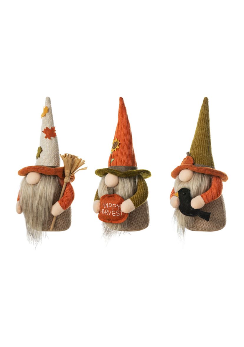 Set of 3 Fall Fabric Gnome