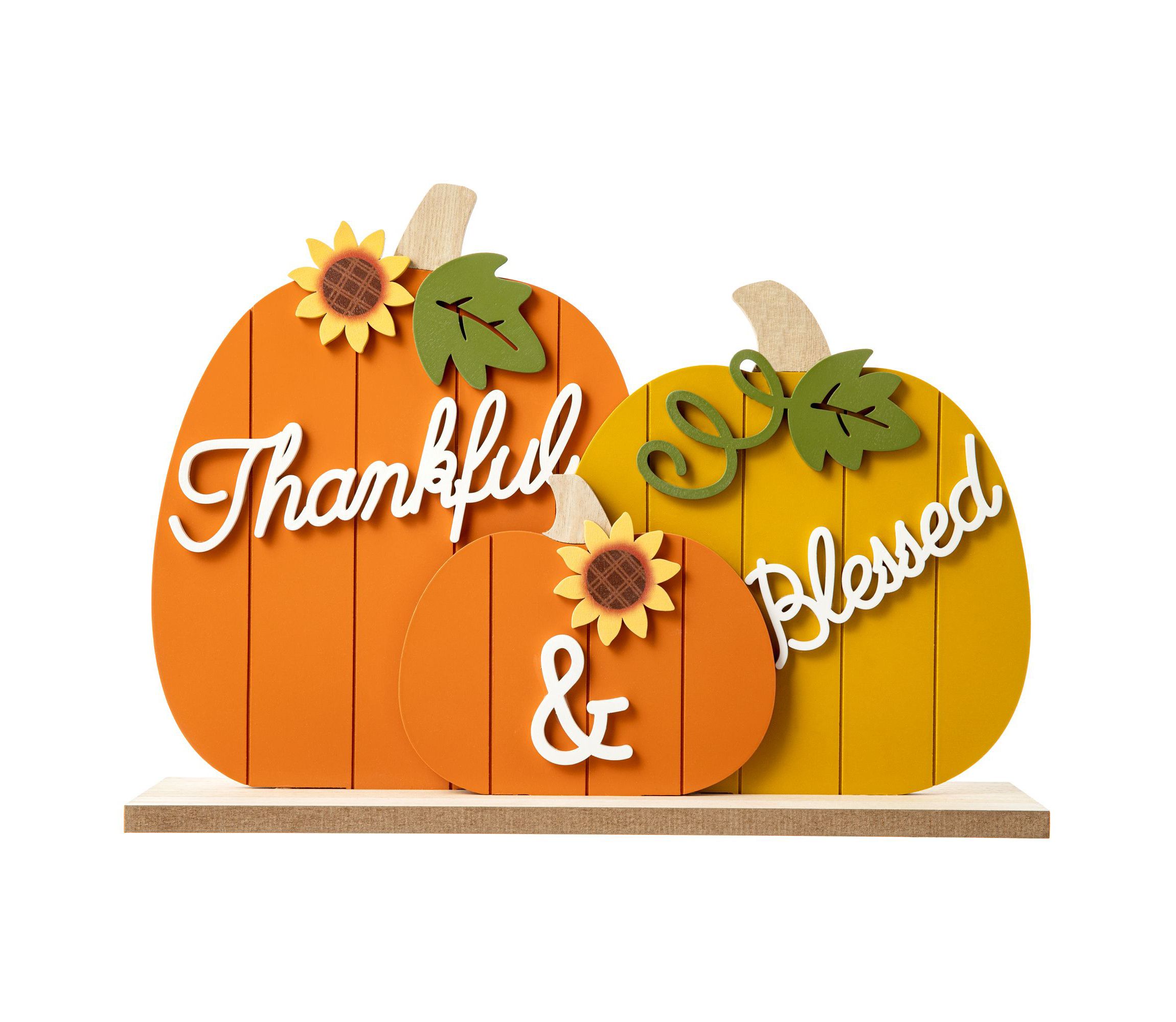 16"L Thanksgiving Wooden Pumpkins Table Decor