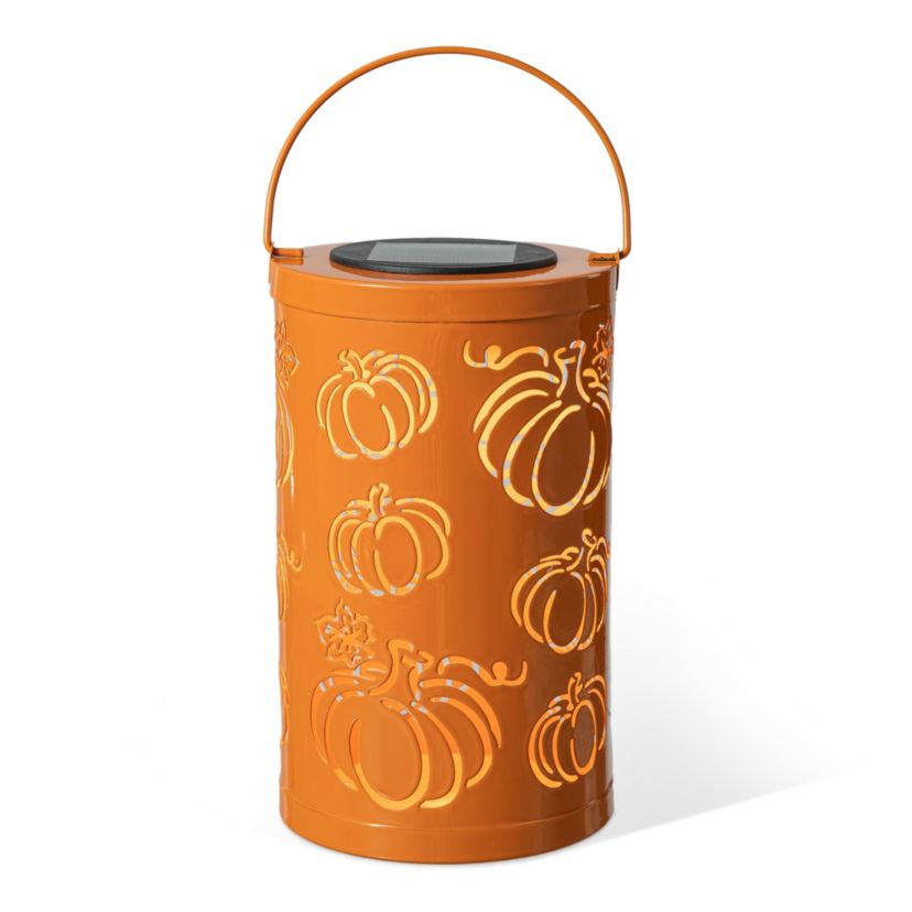 10.75"H Fall Metal Pumpkin Solar Powered LED Lantern
