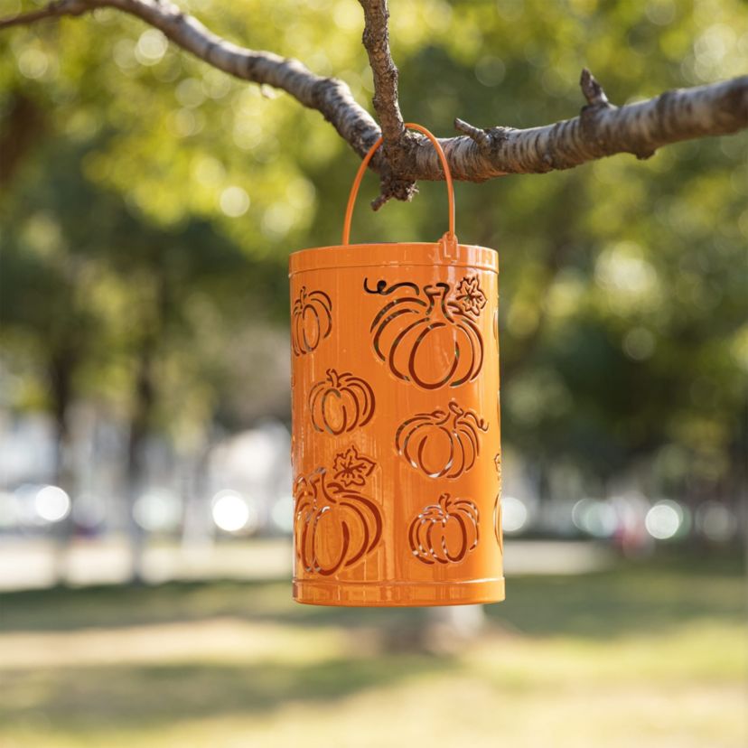 10.75"H Fall Metal Pumpkin Solar Powered LED Lantern