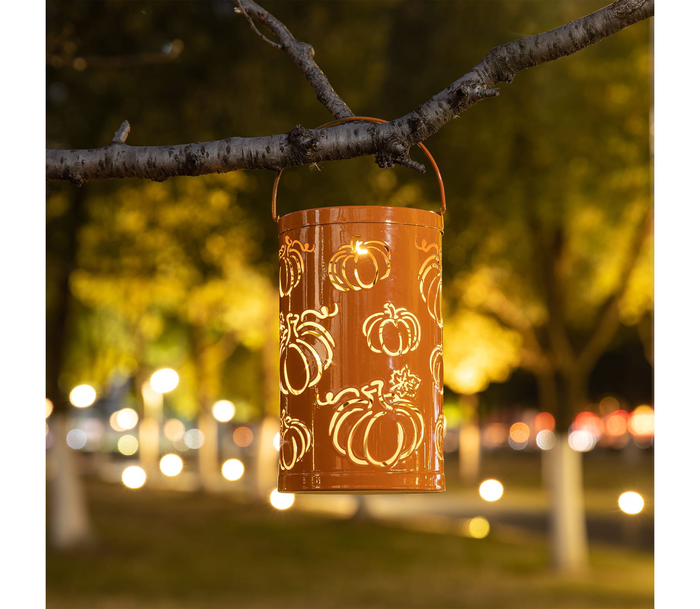 10.75"H Fall Metal Pumpkin Solar Powered LED Lantern