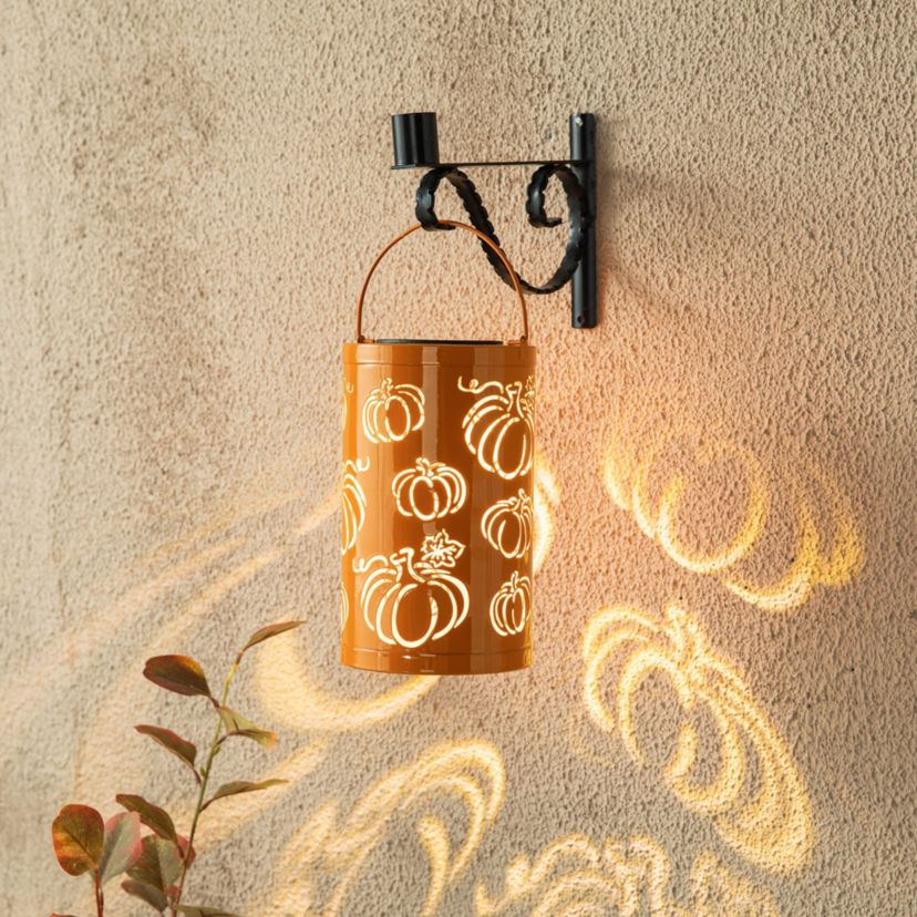 10.75"H Fall Metal Pumpkin Solar Powered LED Lantern