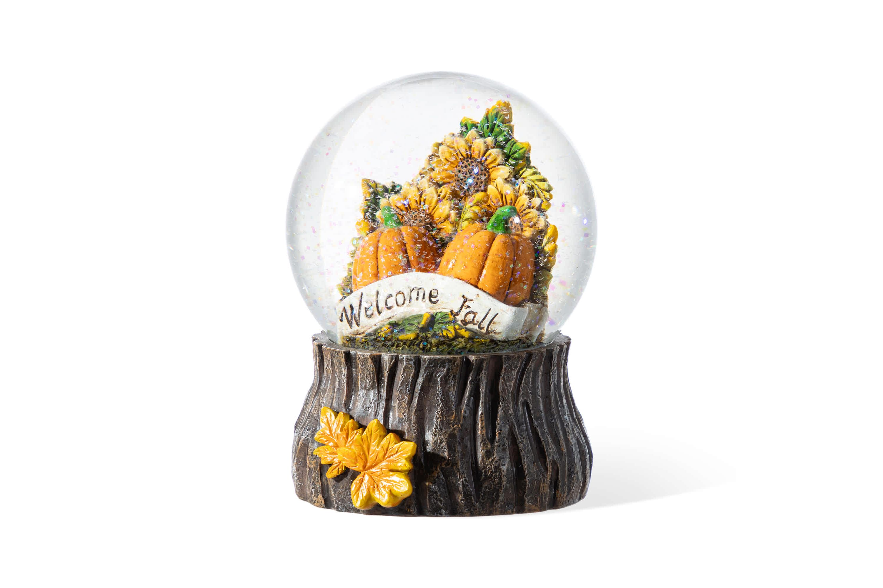 100mm 5.75H Fall Sunflower and Pumpkin Resin Waterglobe