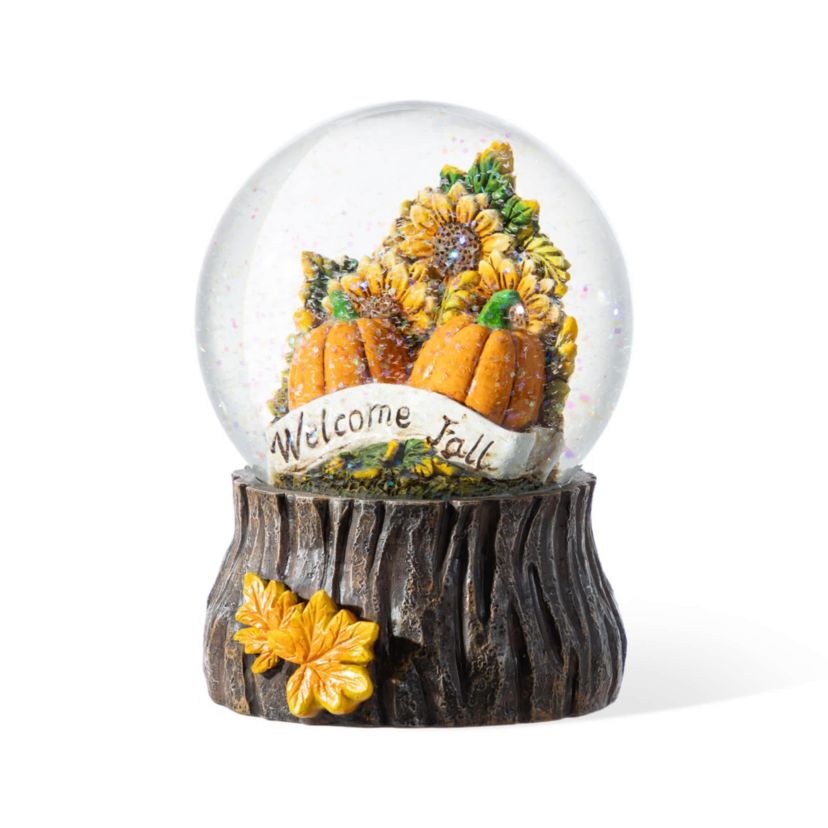 100mm 5.75H Fall Sunflower and Pumpkin Resin Waterglobe