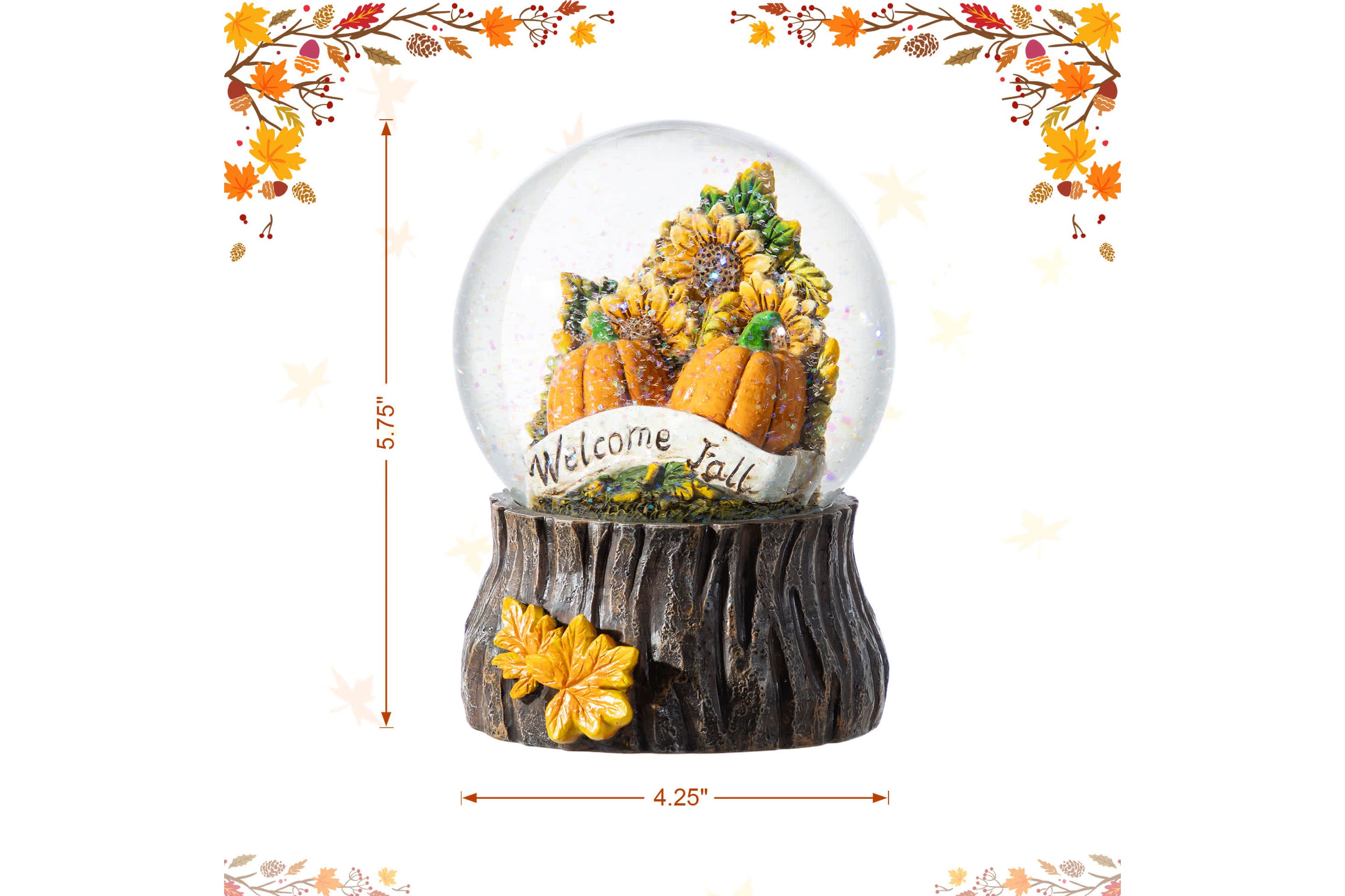 100mm 5.75H Fall Sunflower and Pumpkin Resin Waterglobe