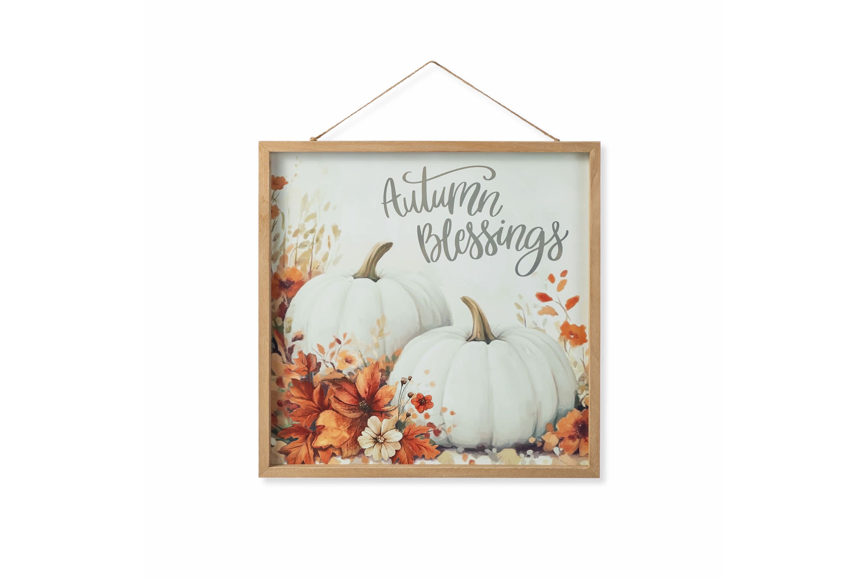 15.75"H Fall Wooden Ivory Pumpkin Wall Art