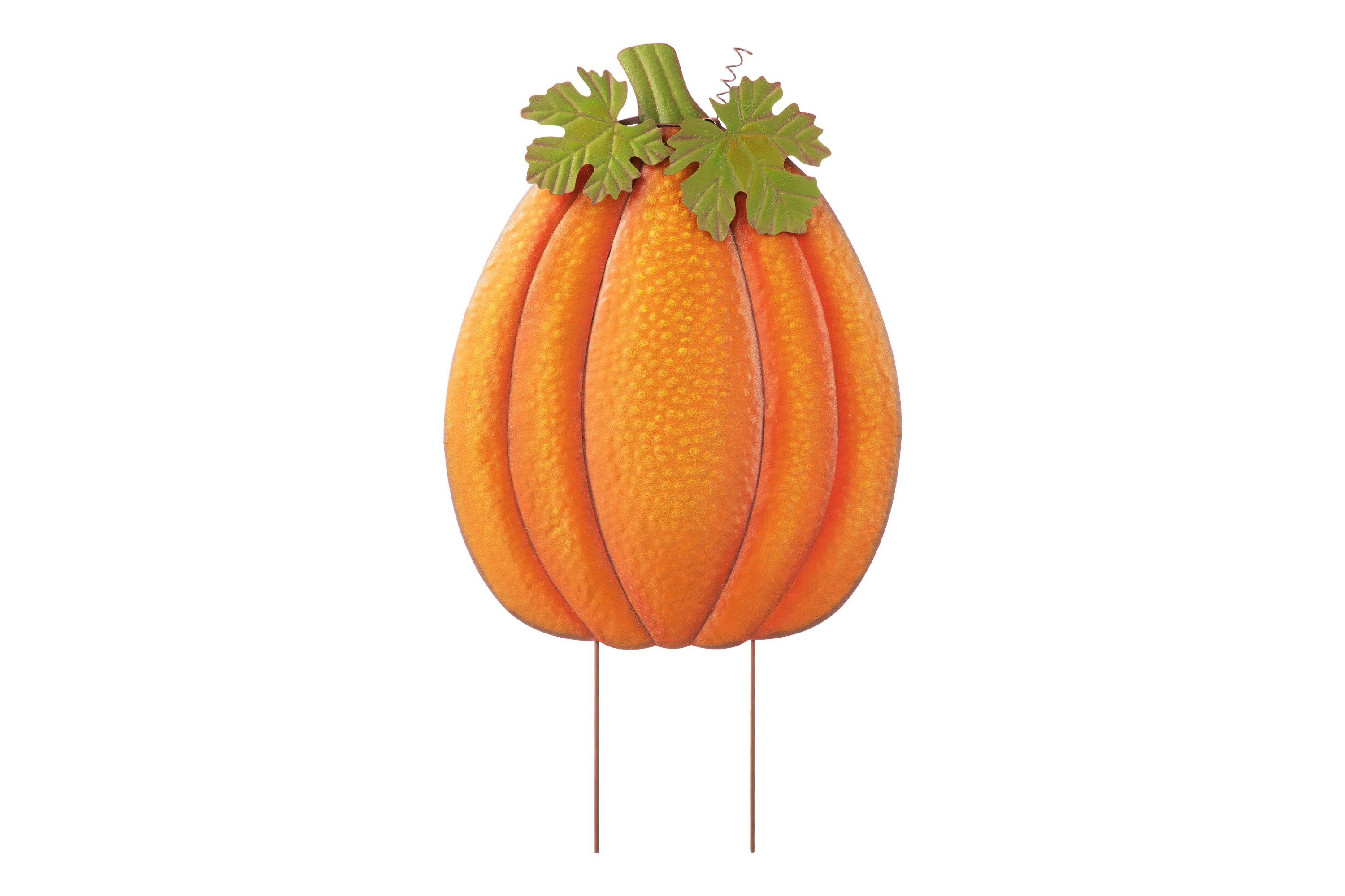 37.75"H Fall Metal Embossed Glitter Pumpkin Yard Stake