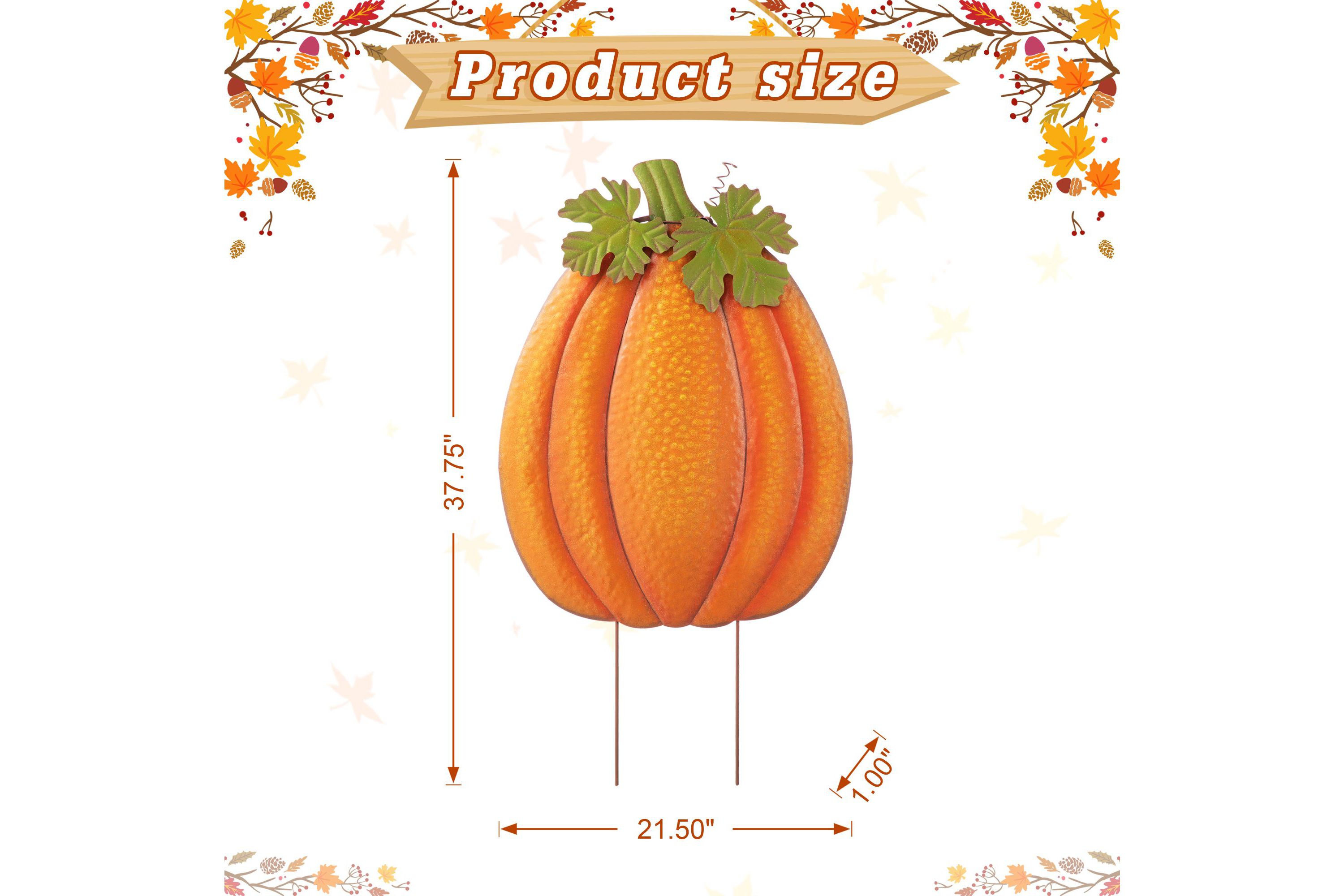 37.75"H Fall Metal Embossed Glitter Pumpkin Yard Stake