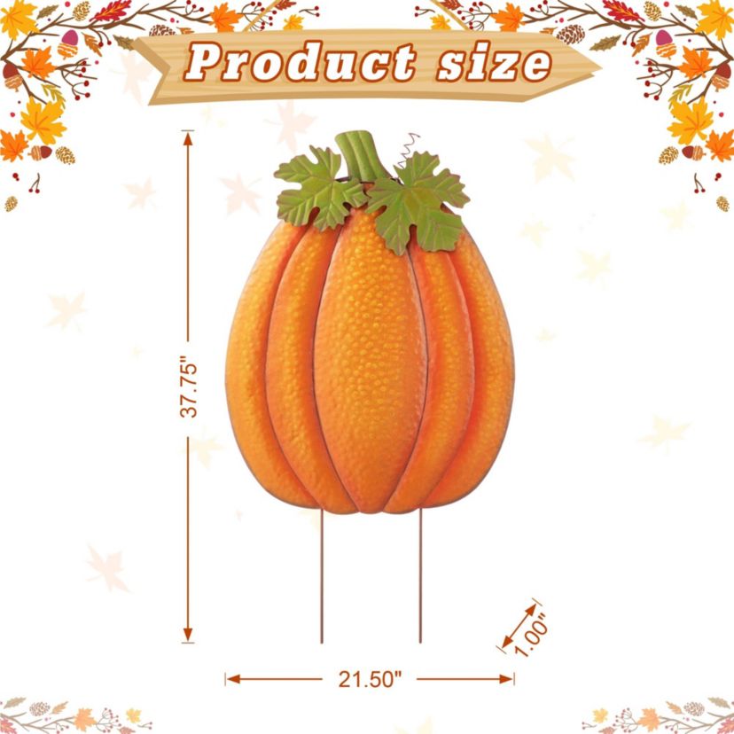 37.75"H Fall Metal Embossed Glitter Pumpkin Yard Stake