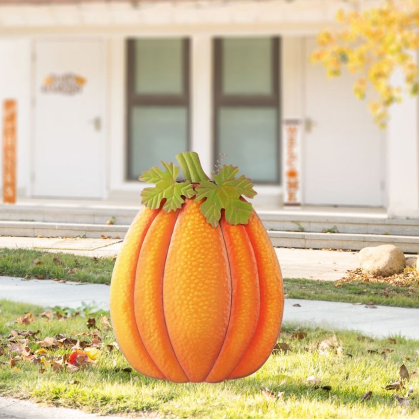 37.75"H Fall Metal Embossed Glitter Pumpkin Yard Stake