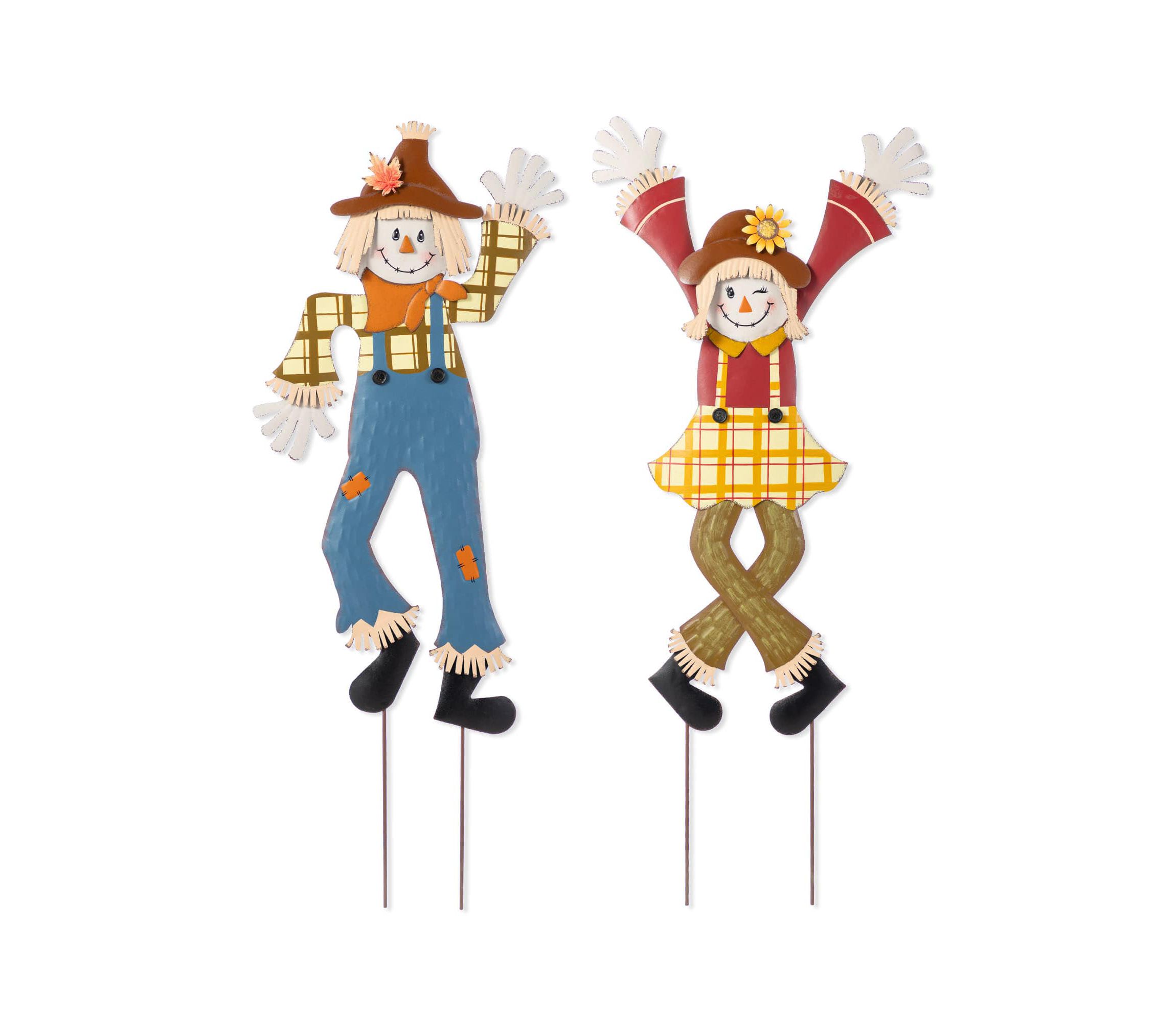 36"H S/2 Fall Metal Scarecrow Yard Stake