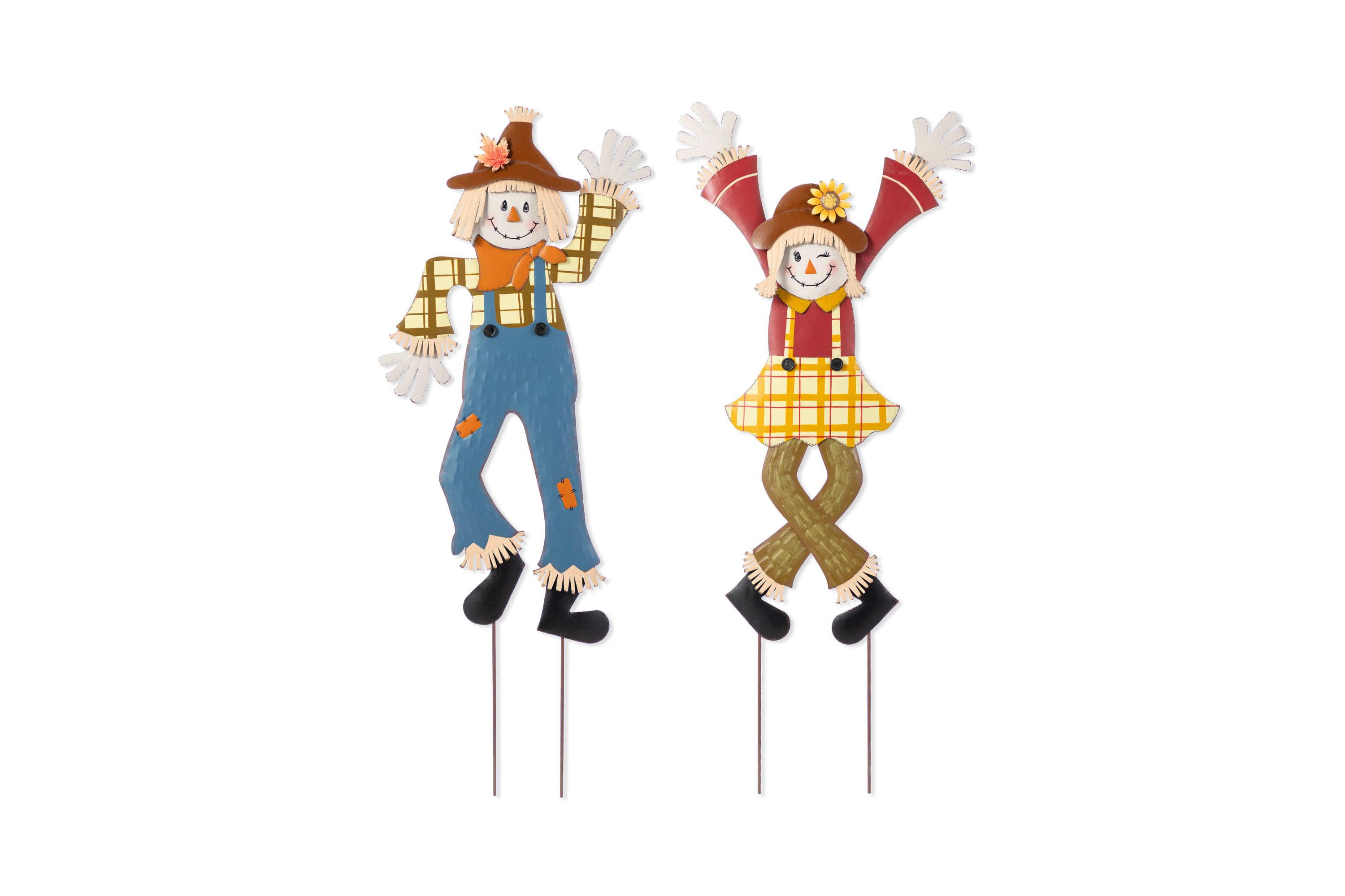 36"H S/2 Fall Metal Scarecrow Yard Stake
