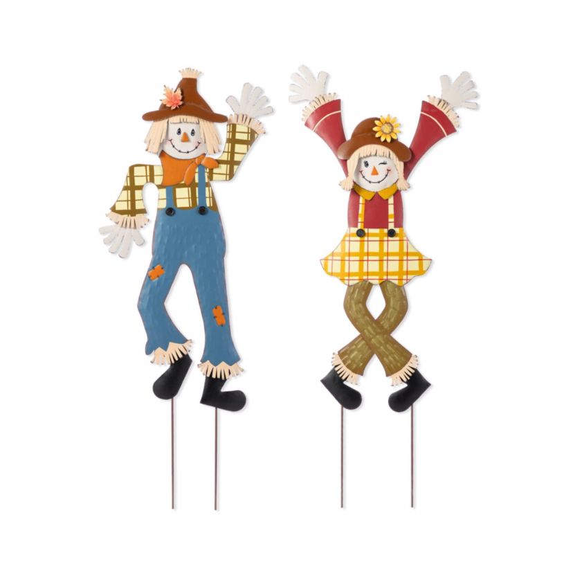 36"H S/2 Fall Metal Scarecrow Yard Stake