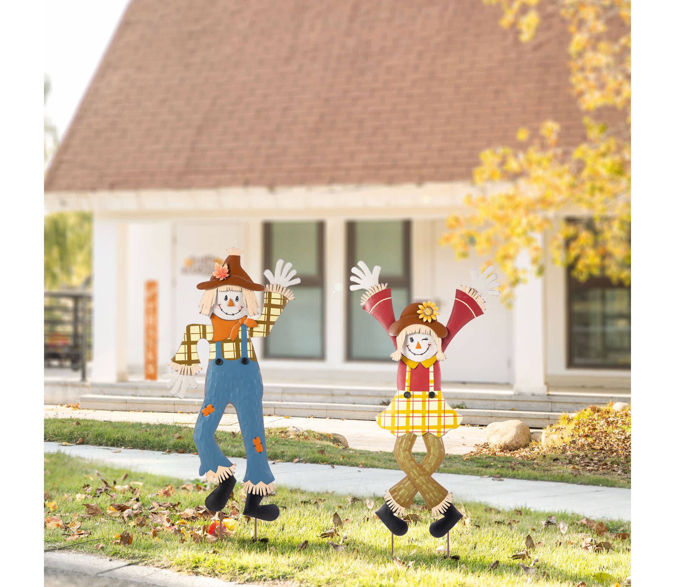 36"H S/2 Fall Metal Scarecrow Yard Stake