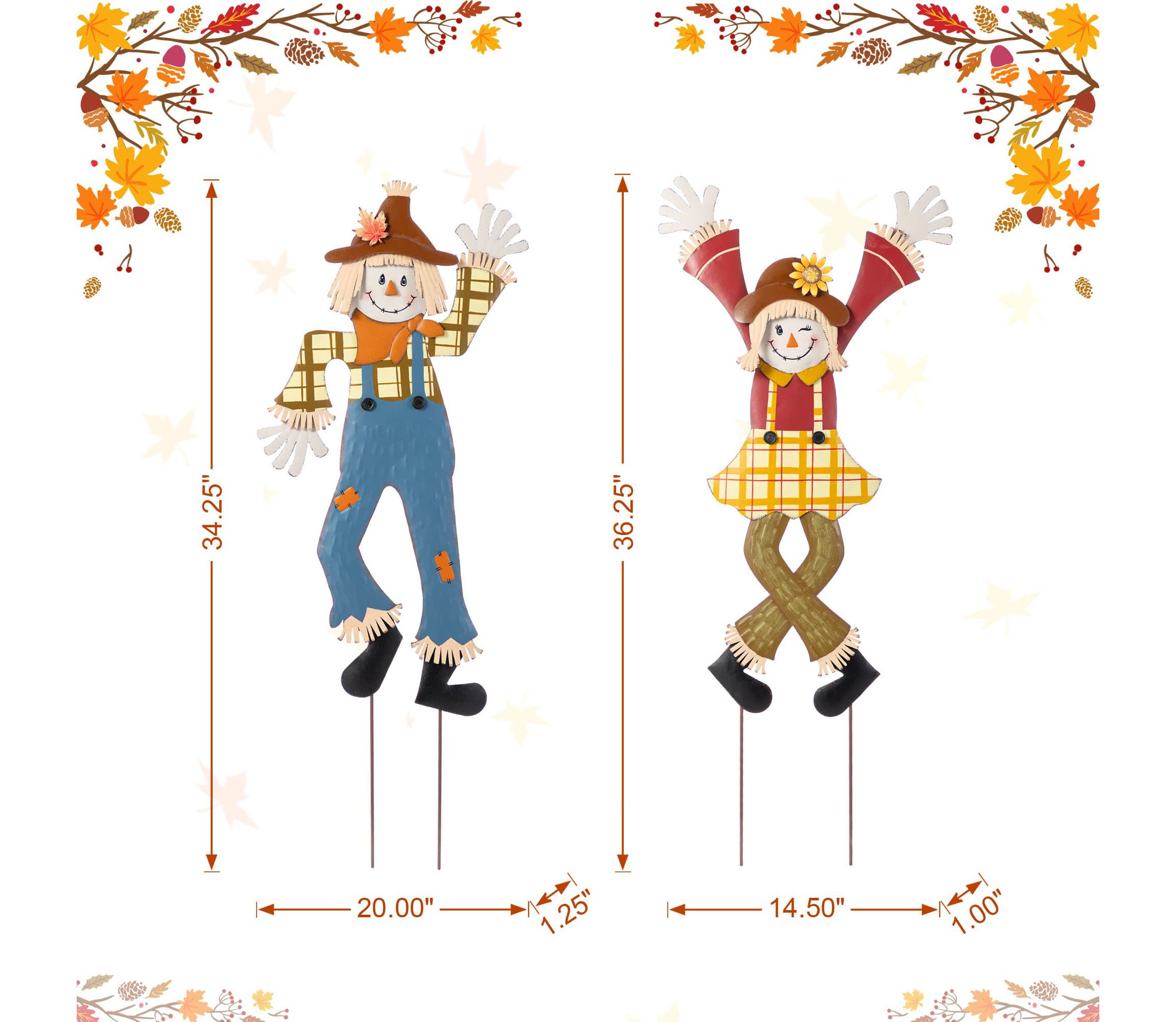 36"H S/2 Fall Metal Scarecrow Yard Stake