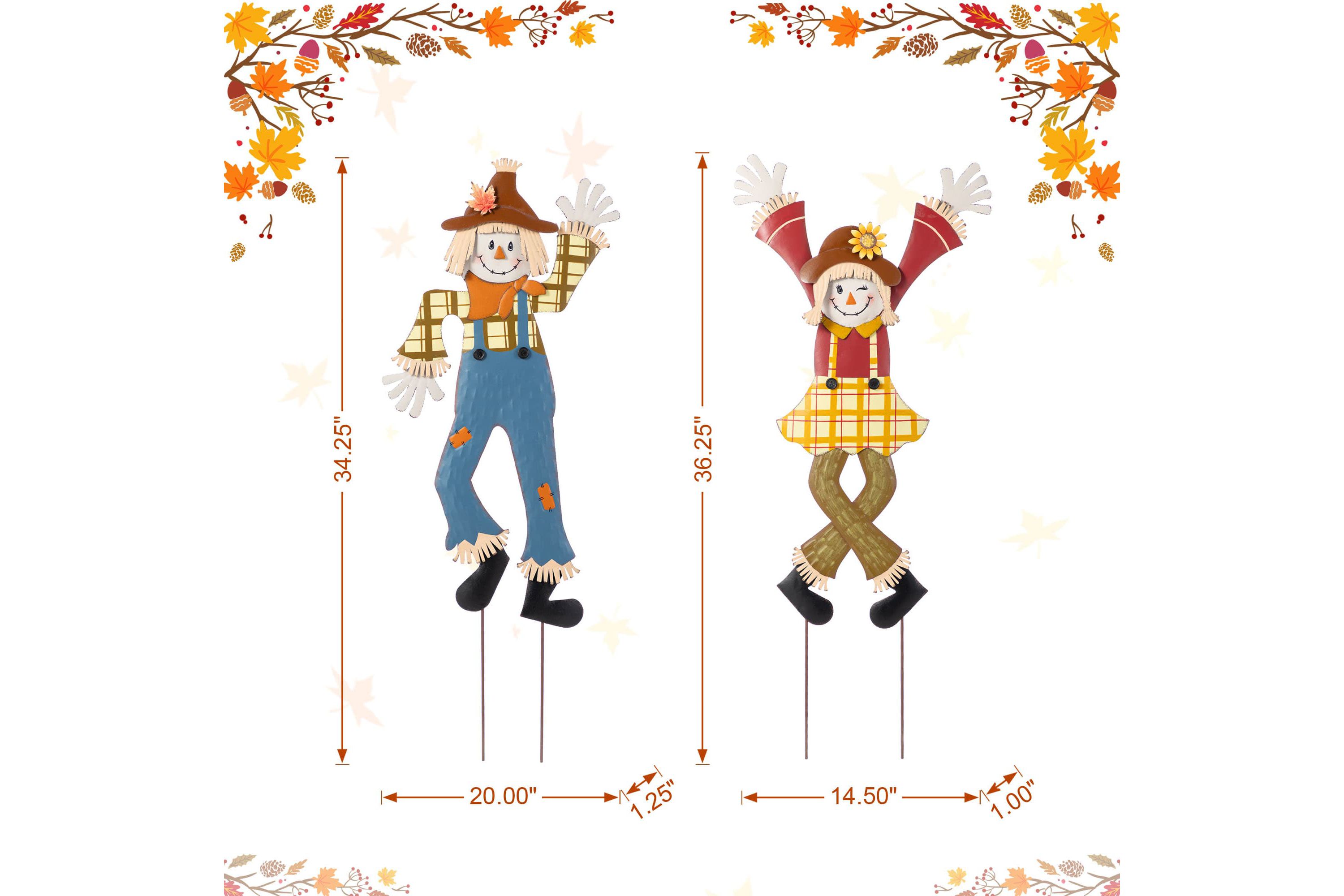 36"H S/2 Fall Metal Scarecrow Yard Stake