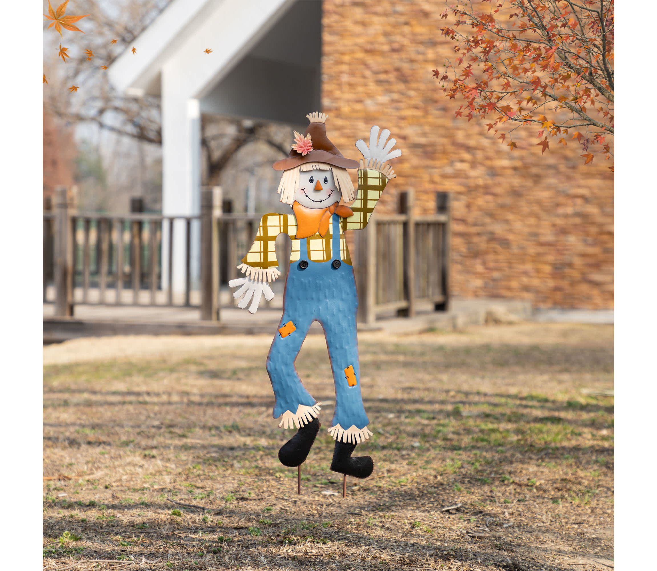 36"H S/2 Fall Metal Scarecrow Yard Stake