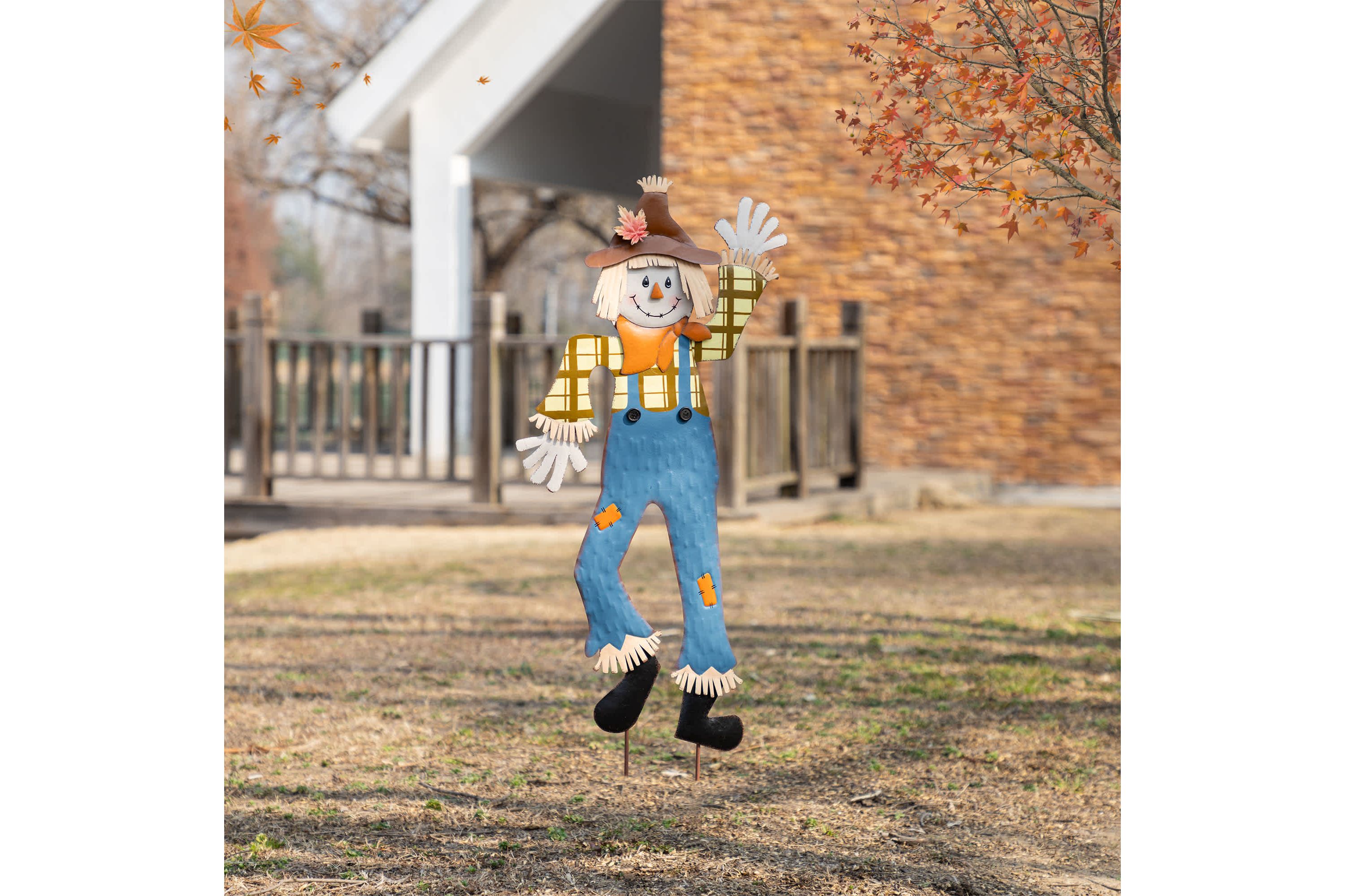 36"H S/2 Fall Metal Scarecrow Yard Stake