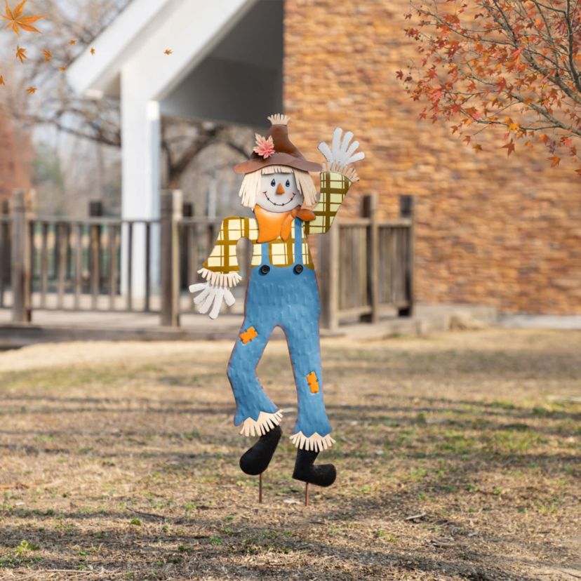 36"H S/2 Fall Metal Scarecrow Yard Stake