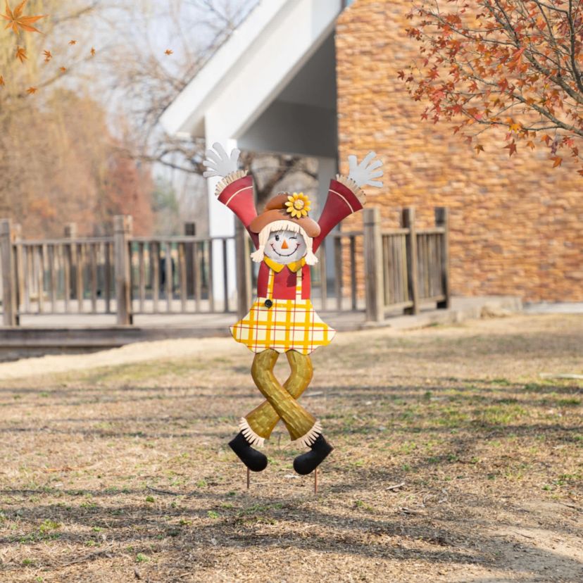 36"H S/2 Fall Metal Scarecrow Yard Stake