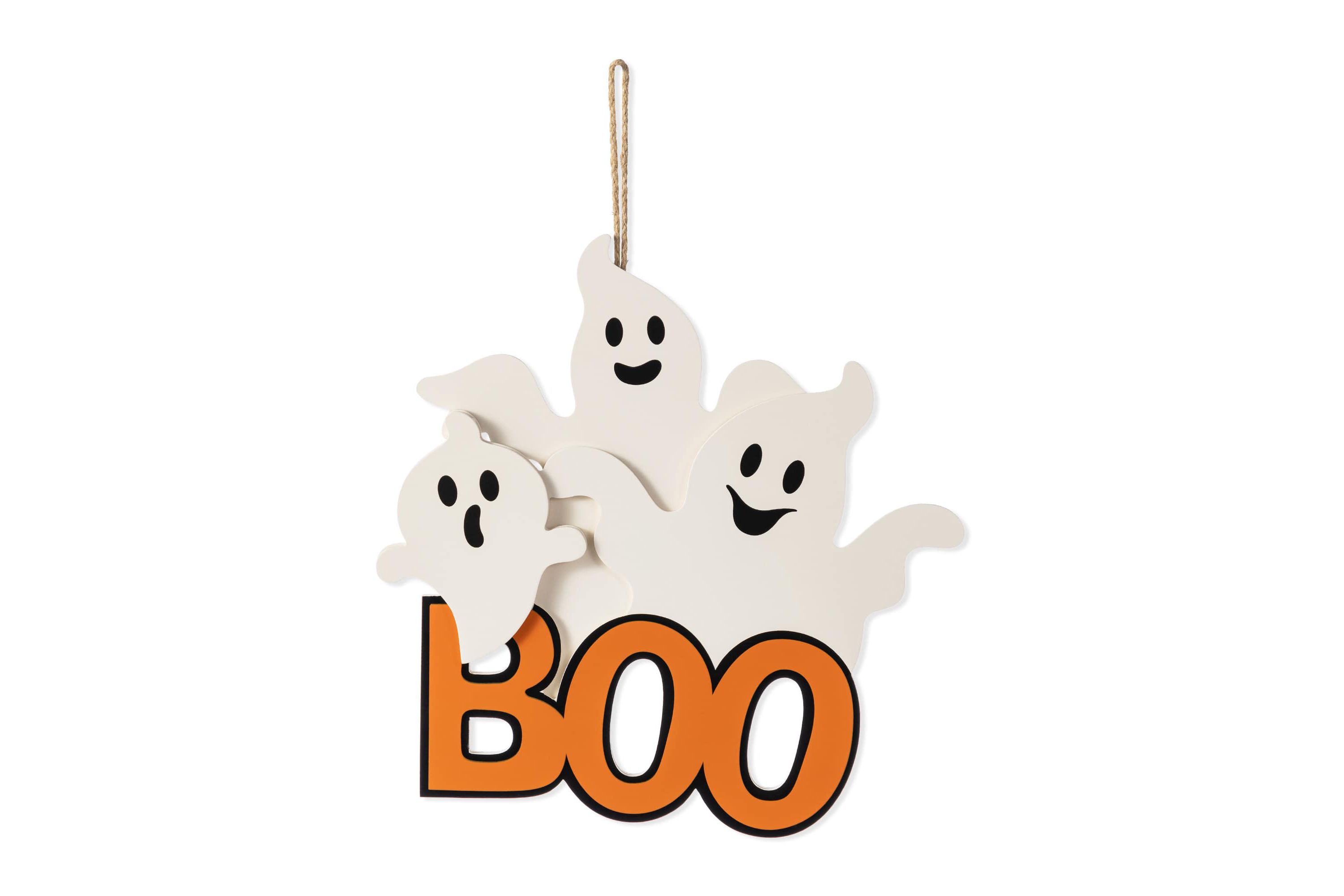 14"H Halloween Wooden Ghost BOO Door Hanger