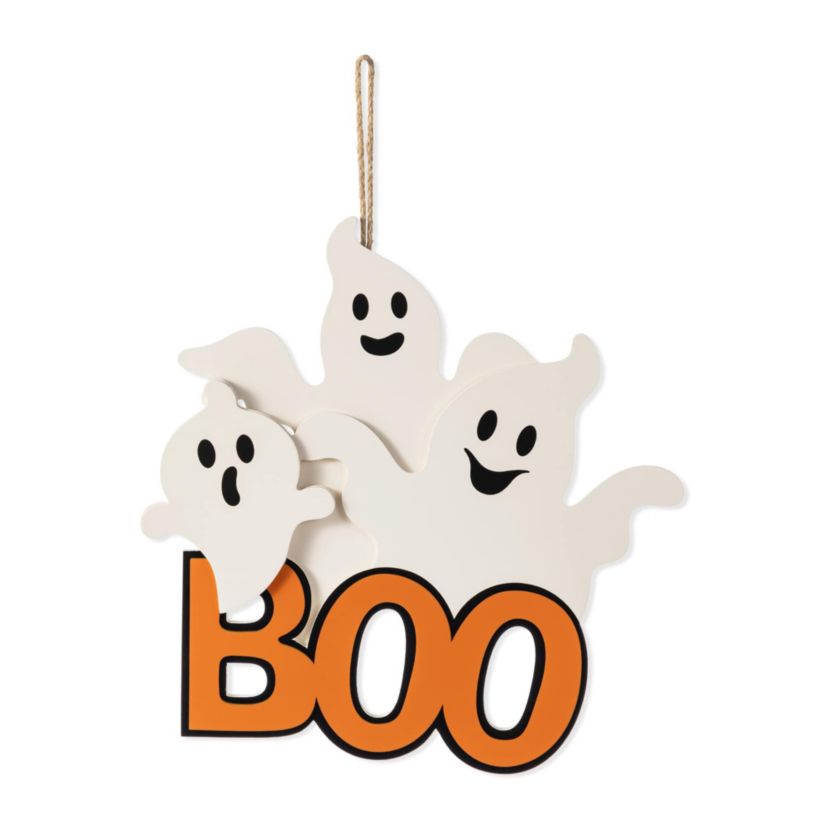 14"H Halloween Wooden Ghost BOO Door Hanger