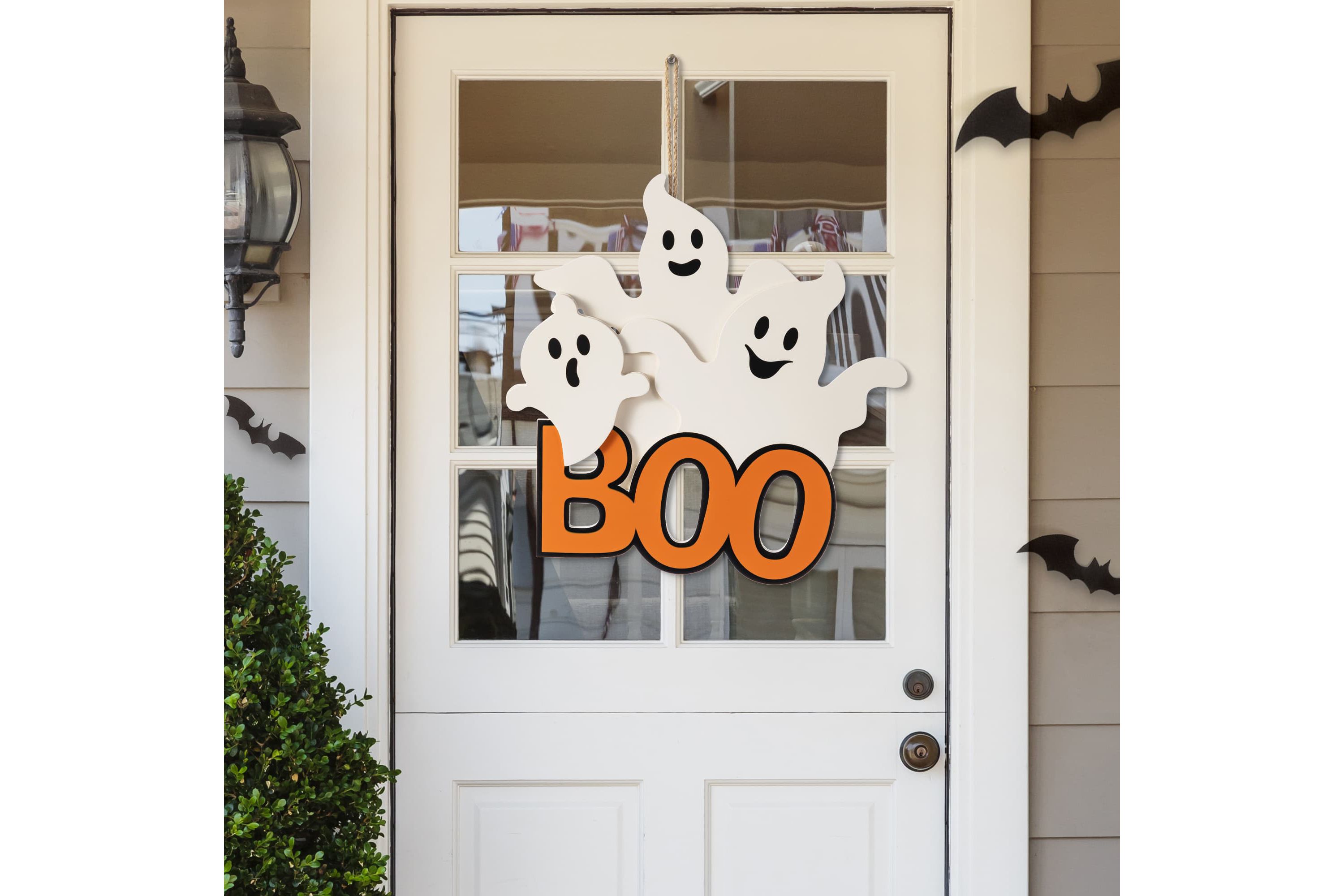 14"H Halloween Wooden Ghost BOO Door Hanger
