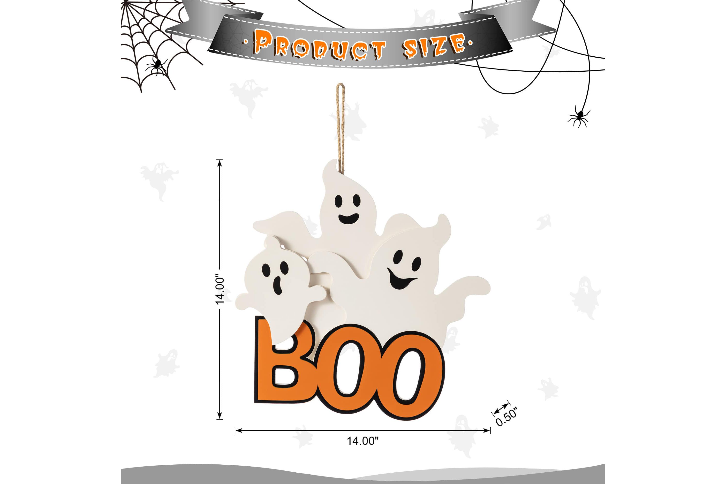 14"H Halloween Wooden Ghost BOO Door Hanger