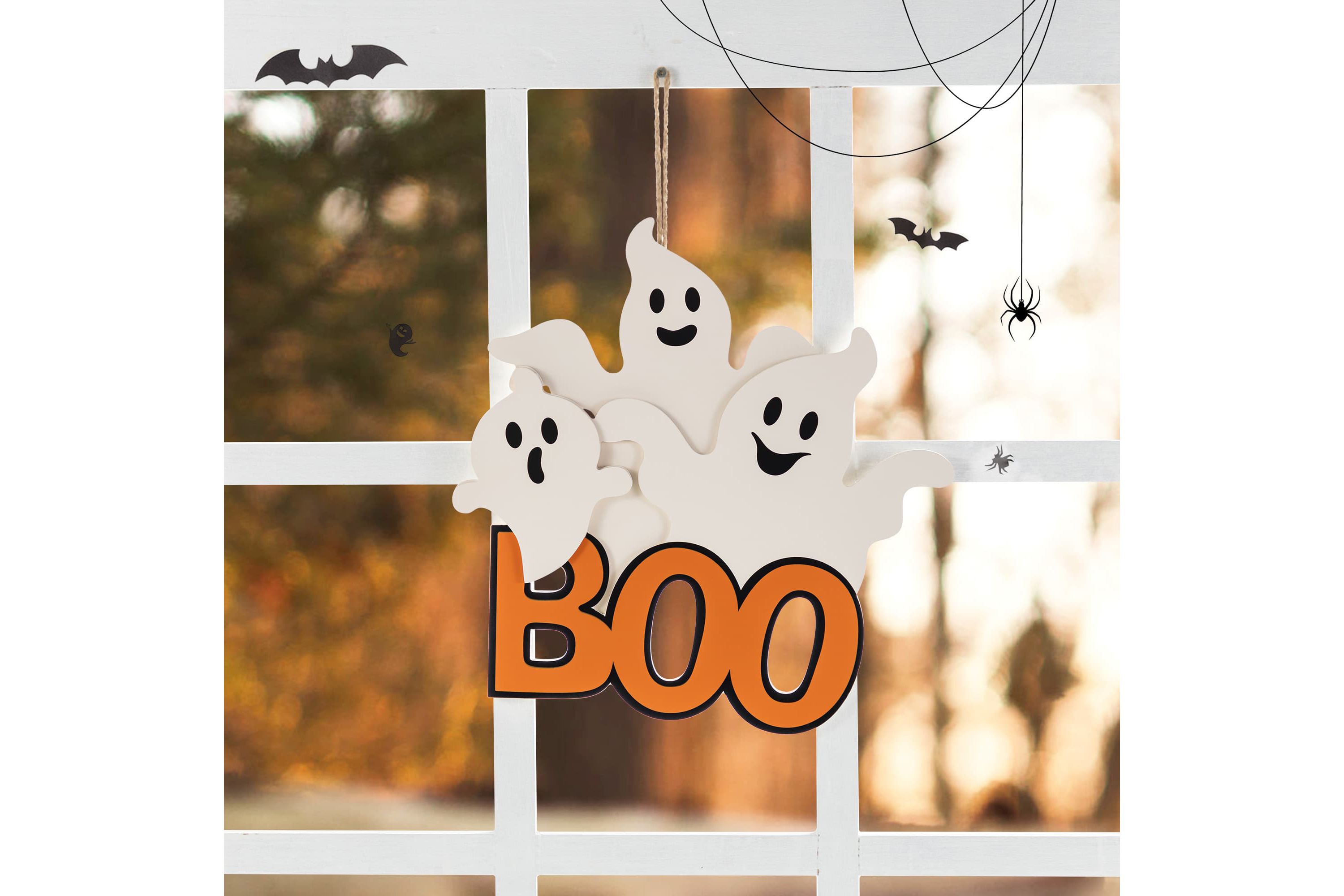 14"H Halloween Wooden Ghost BOO Door Hanger